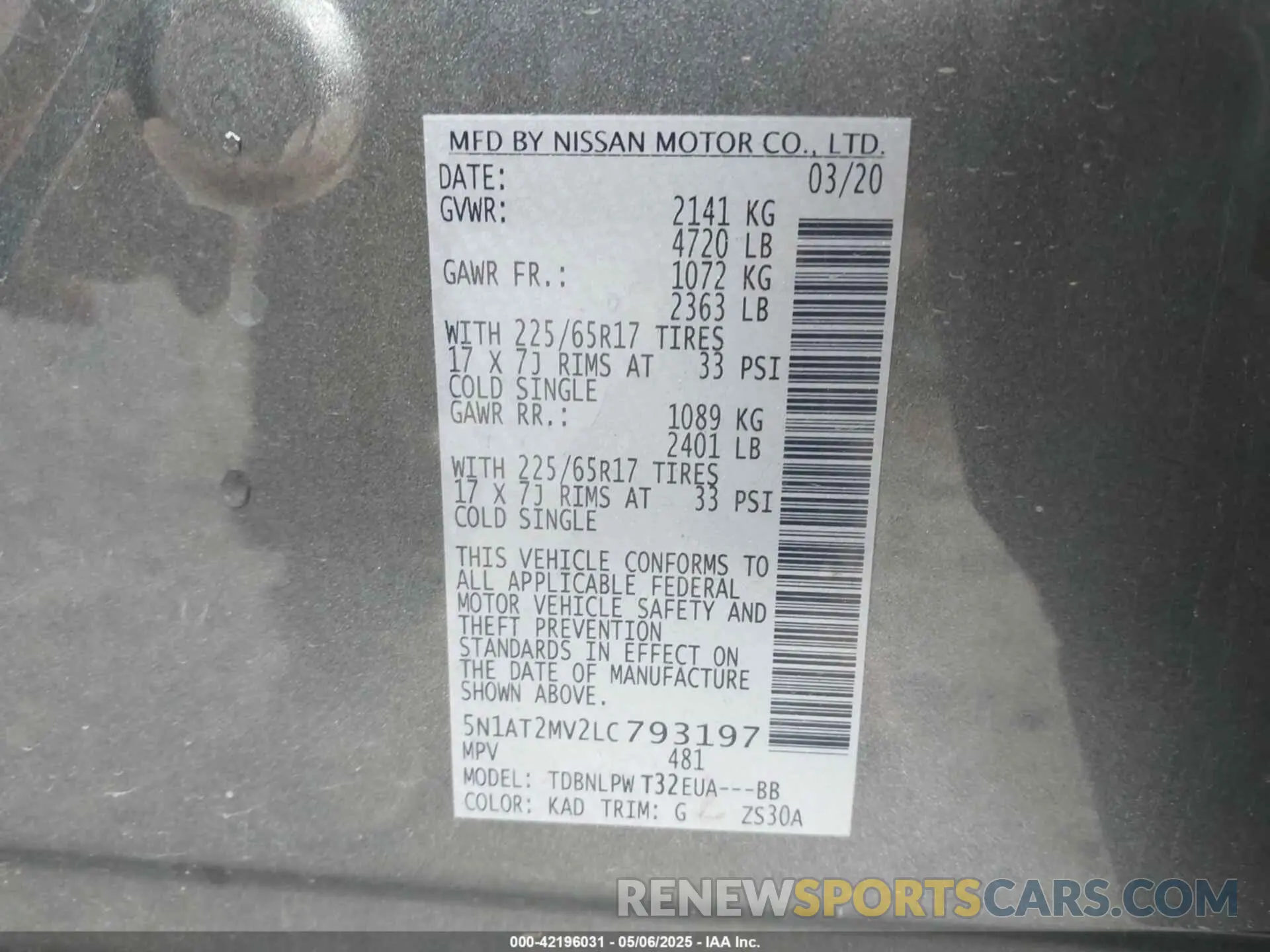 9 Photograph of a damaged car 5N1AT2MV2LC793197 NISSAN ROGUE 2020