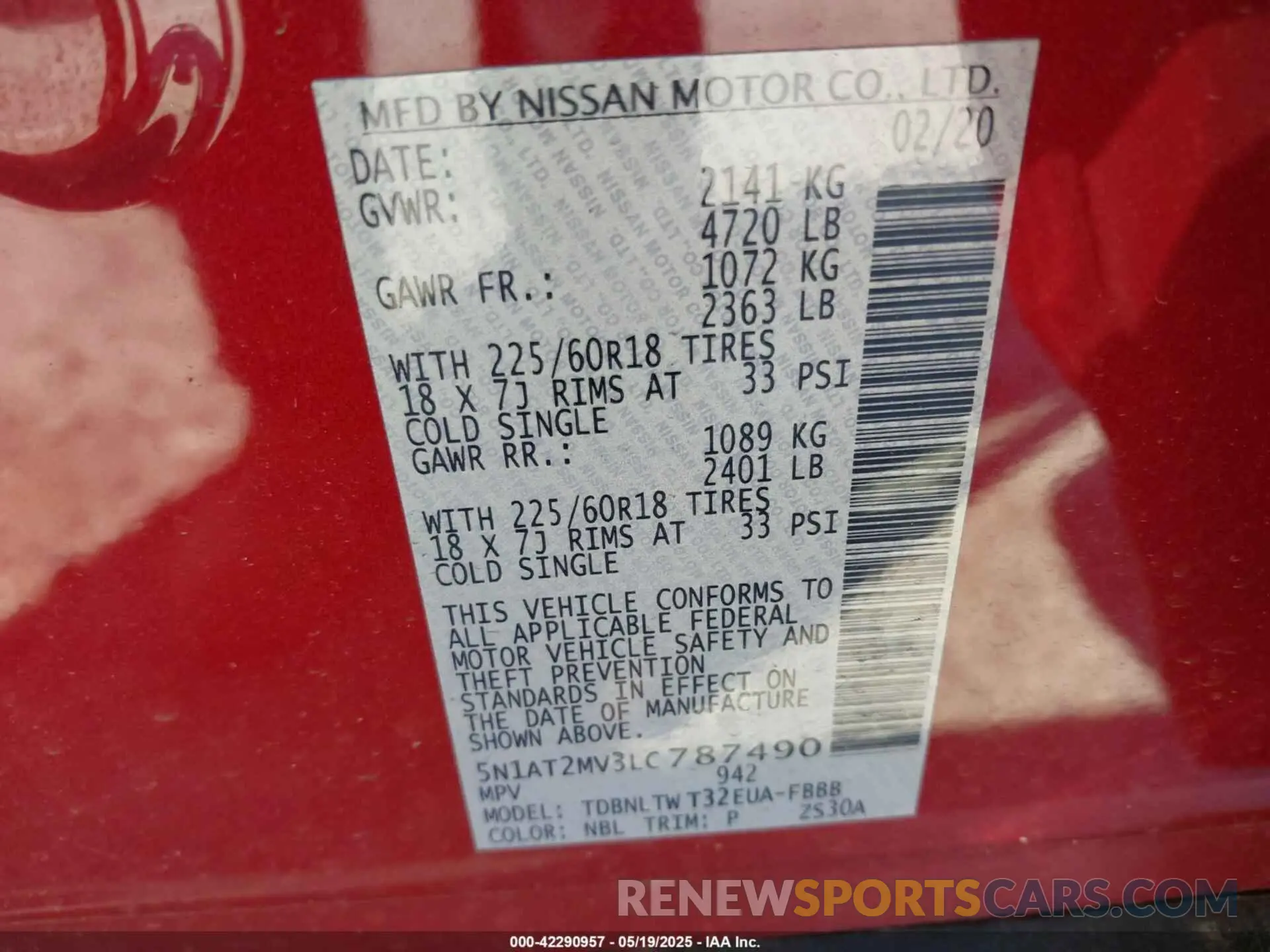9 Photograph of a damaged car 5N1AT2MV3LC787490 NISSAN ROGUE 2020