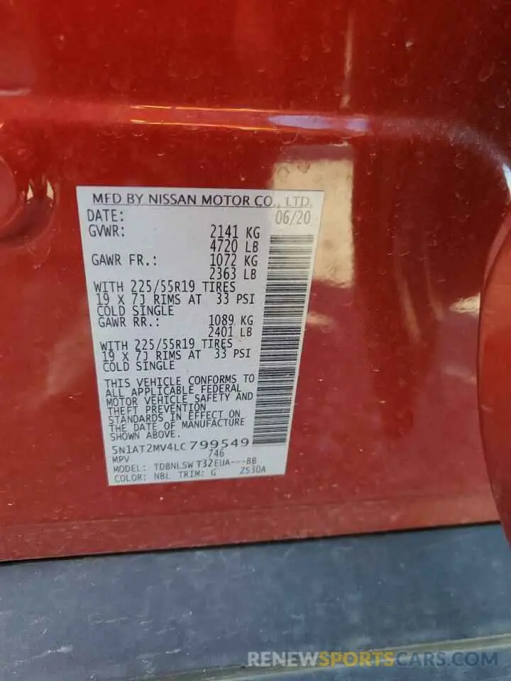 14 Photograph of a damaged car 5N1AT2MV4LC799549 NISSAN ROGUE 2020