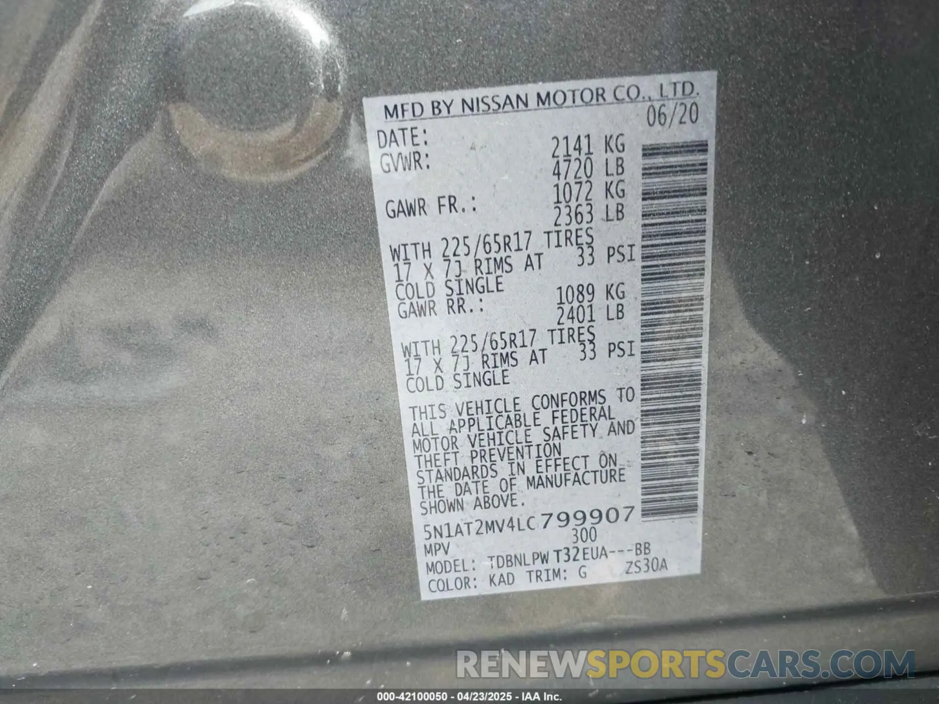 9 Photograph of a damaged car 5N1AT2MV4LC799907 NISSAN ROGUE 2020