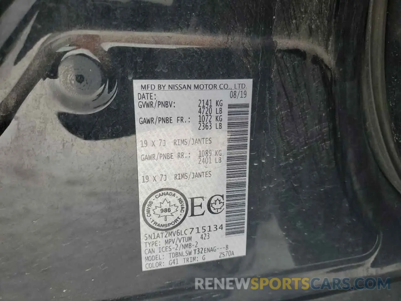12 Photograph of a damaged car 5N1AT2MV6LC715134 NISSAN ROGUE 2020