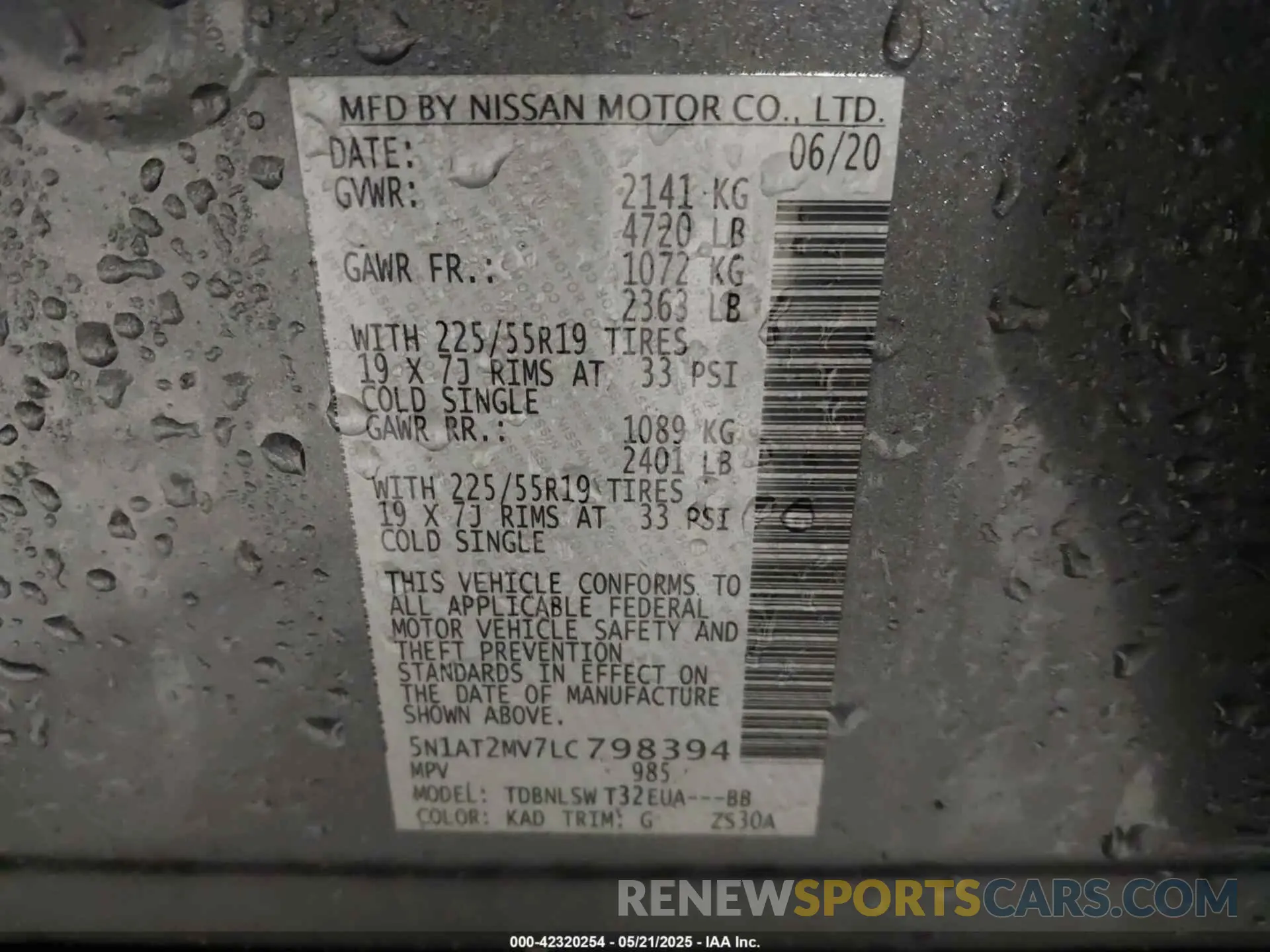 9 Photograph of a damaged car 5N1AT2MV7LC798394 NISSAN ROGUE 2020