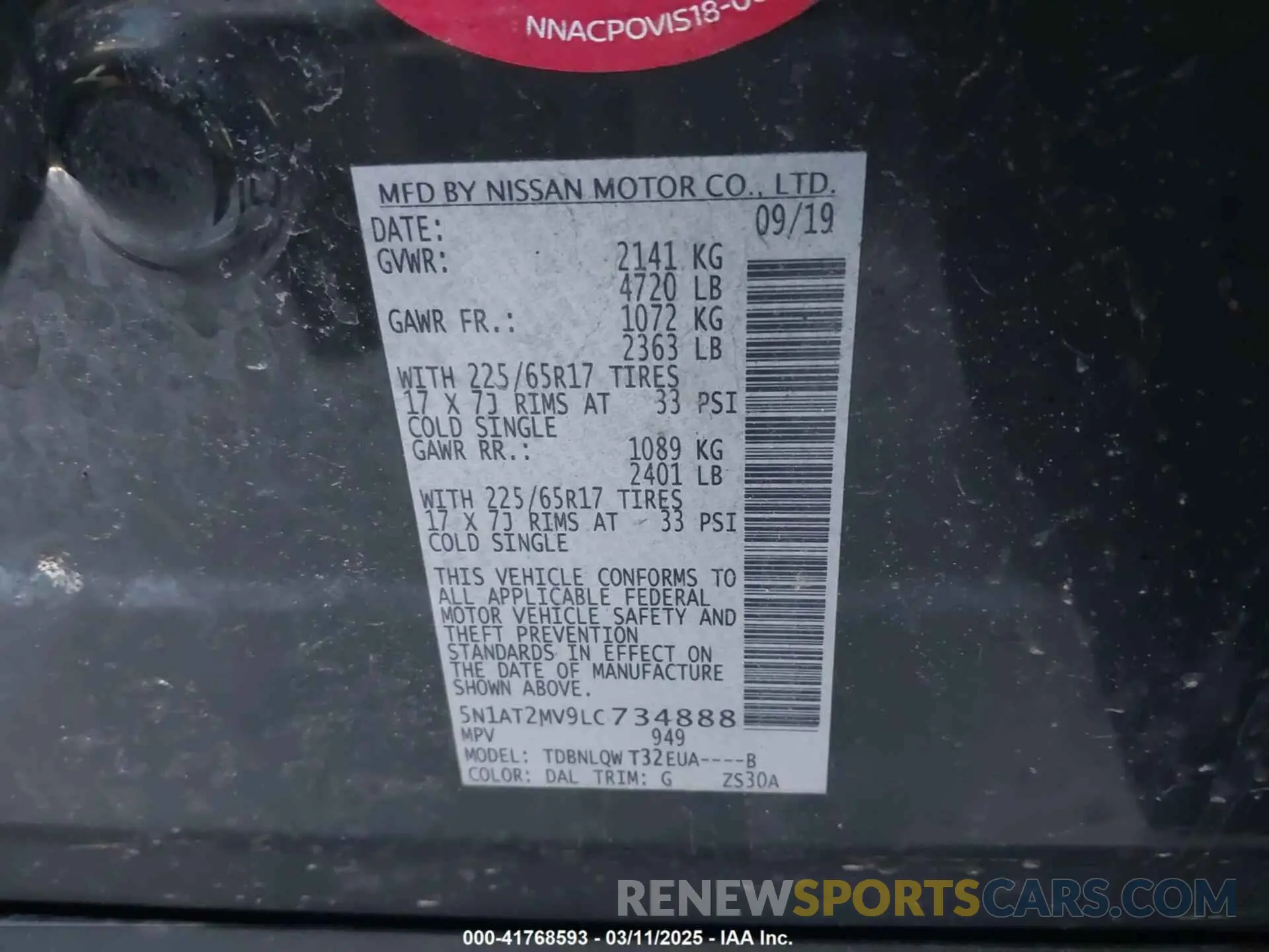 9 Photograph of a damaged car 5N1AT2MV9LC734888 NISSAN ROGUE 2020