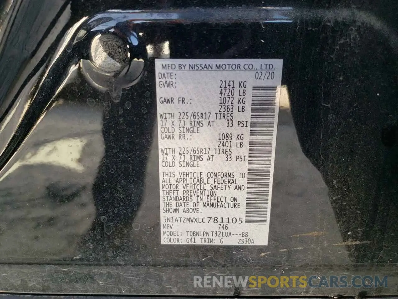 13 Photograph of a damaged car 5N1AT2MVXLC781105 NISSAN ROGUE 2020