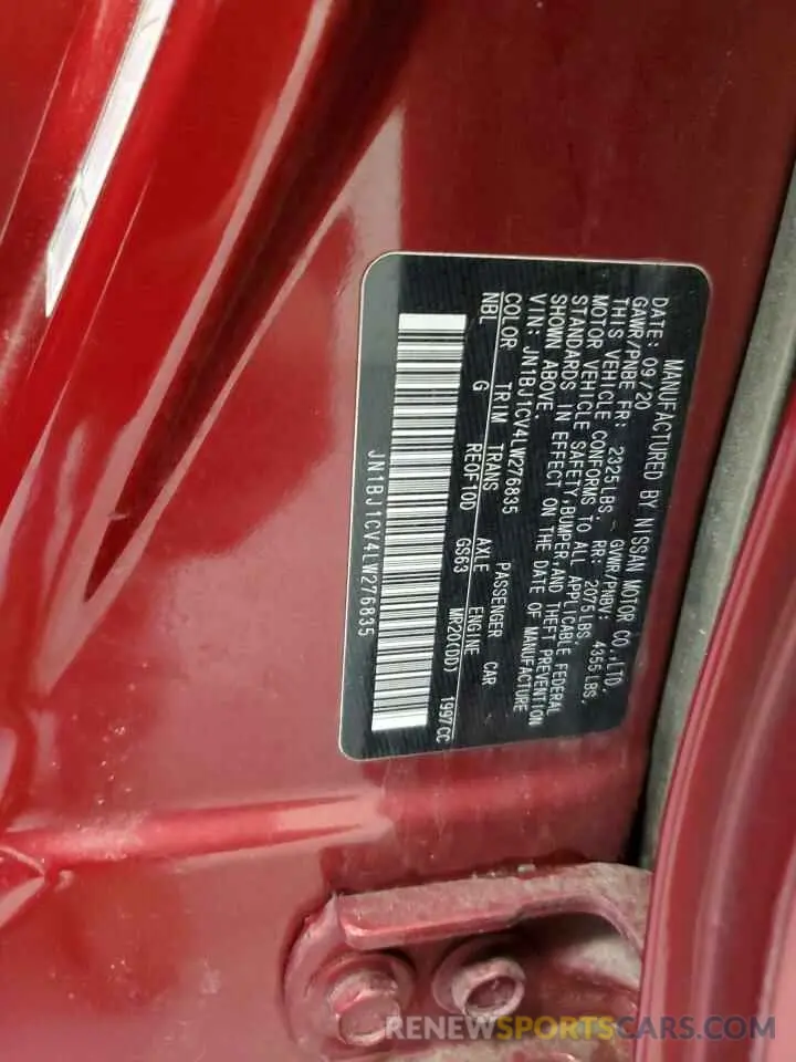 13 Photograph of a damaged car JN1BJ1CV4LW276835 NISSAN ROGUE 2020