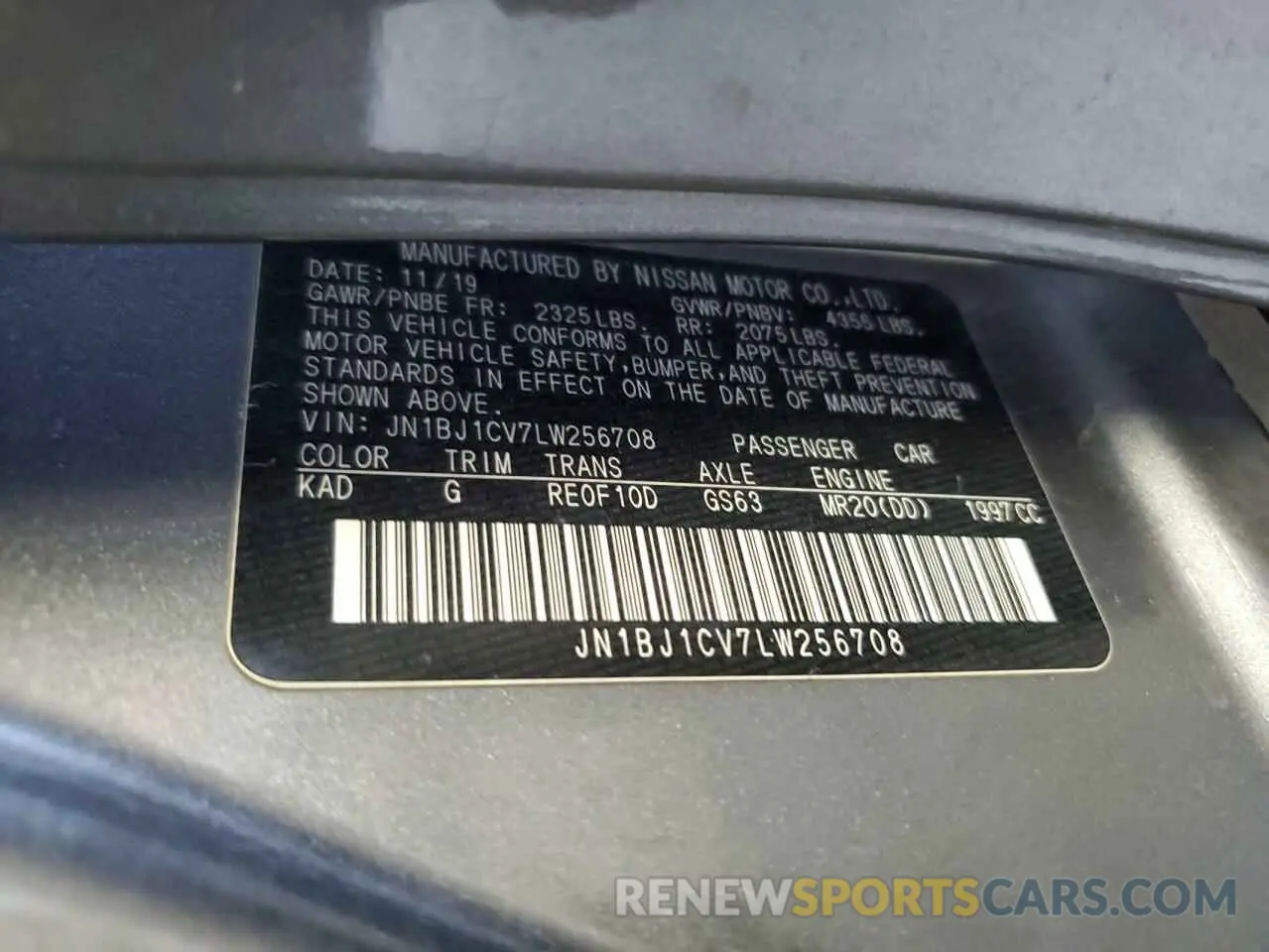13 Photograph of a damaged car JN1BJ1CV7LW256708 NISSAN ROGUE 2020