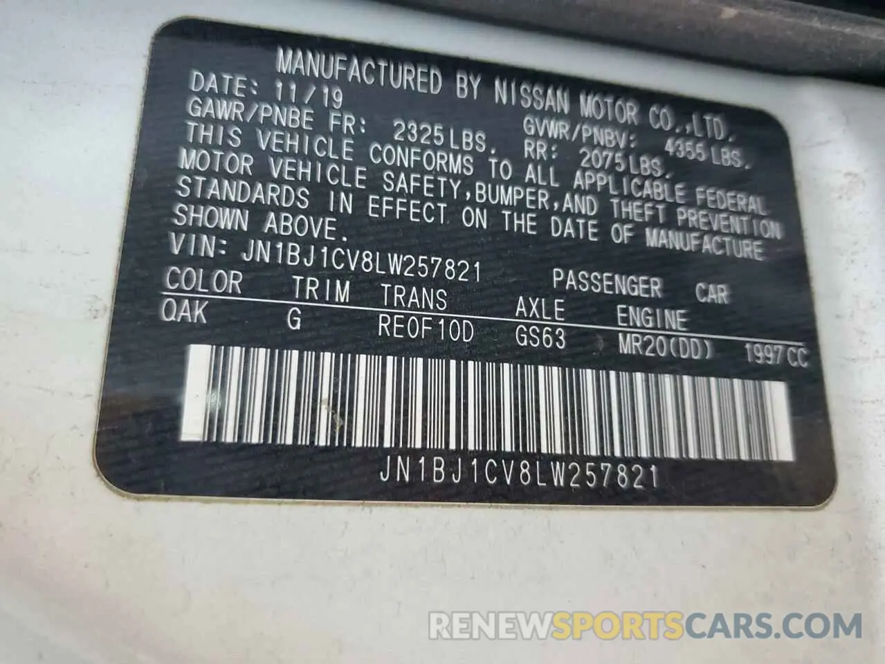 13 Photograph of a damaged car JN1BJ1CV8LW257821 NISSAN ROGUE 2020