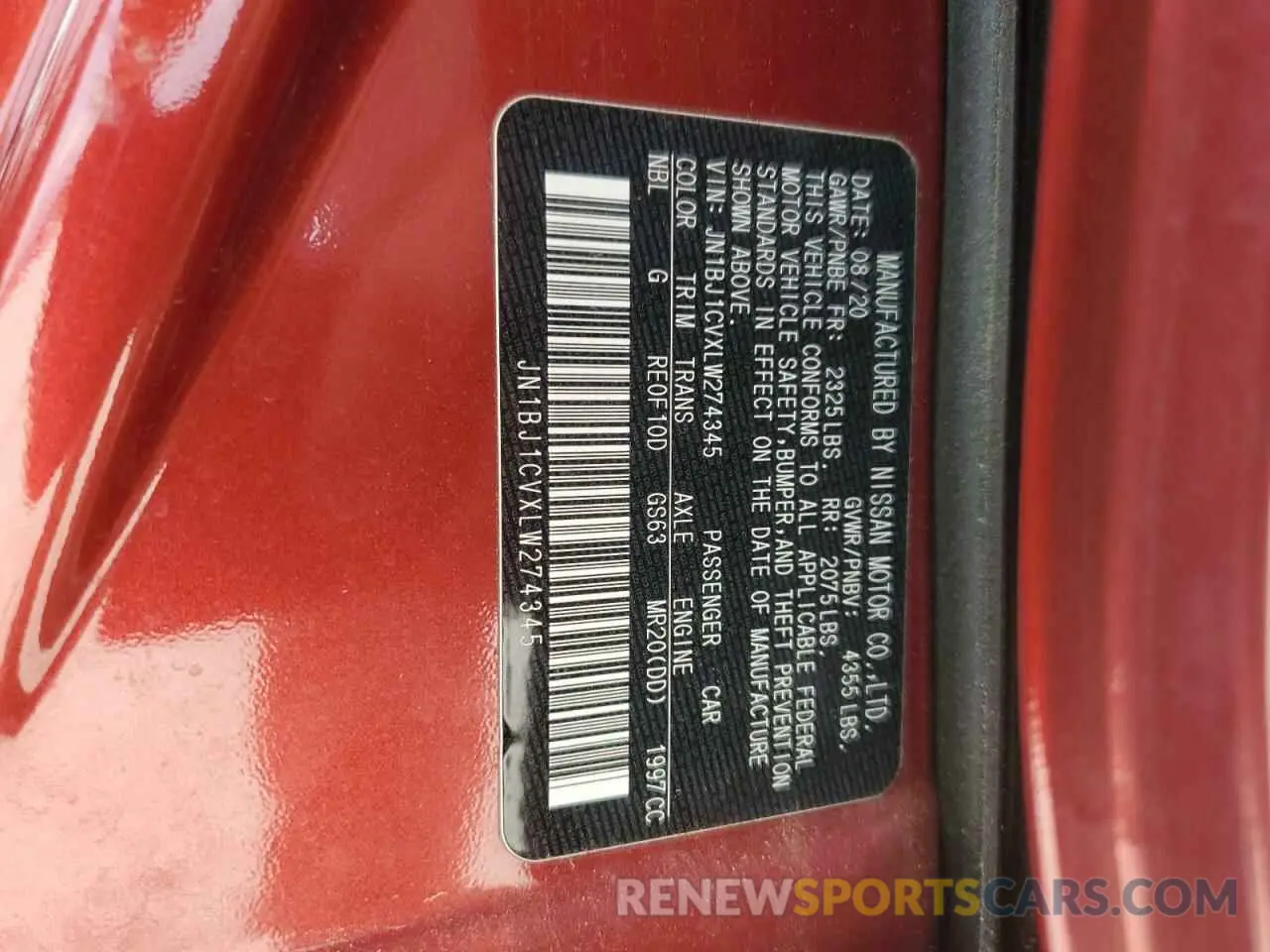 14 Photograph of a damaged car JN1BJ1CVXLW274345 NISSAN ROGUE 2020