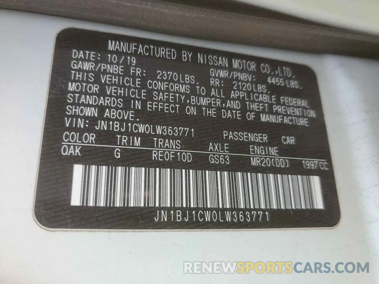 13 Photograph of a damaged car JN1BJ1CW0LW363771 NISSAN ROGUE 2020