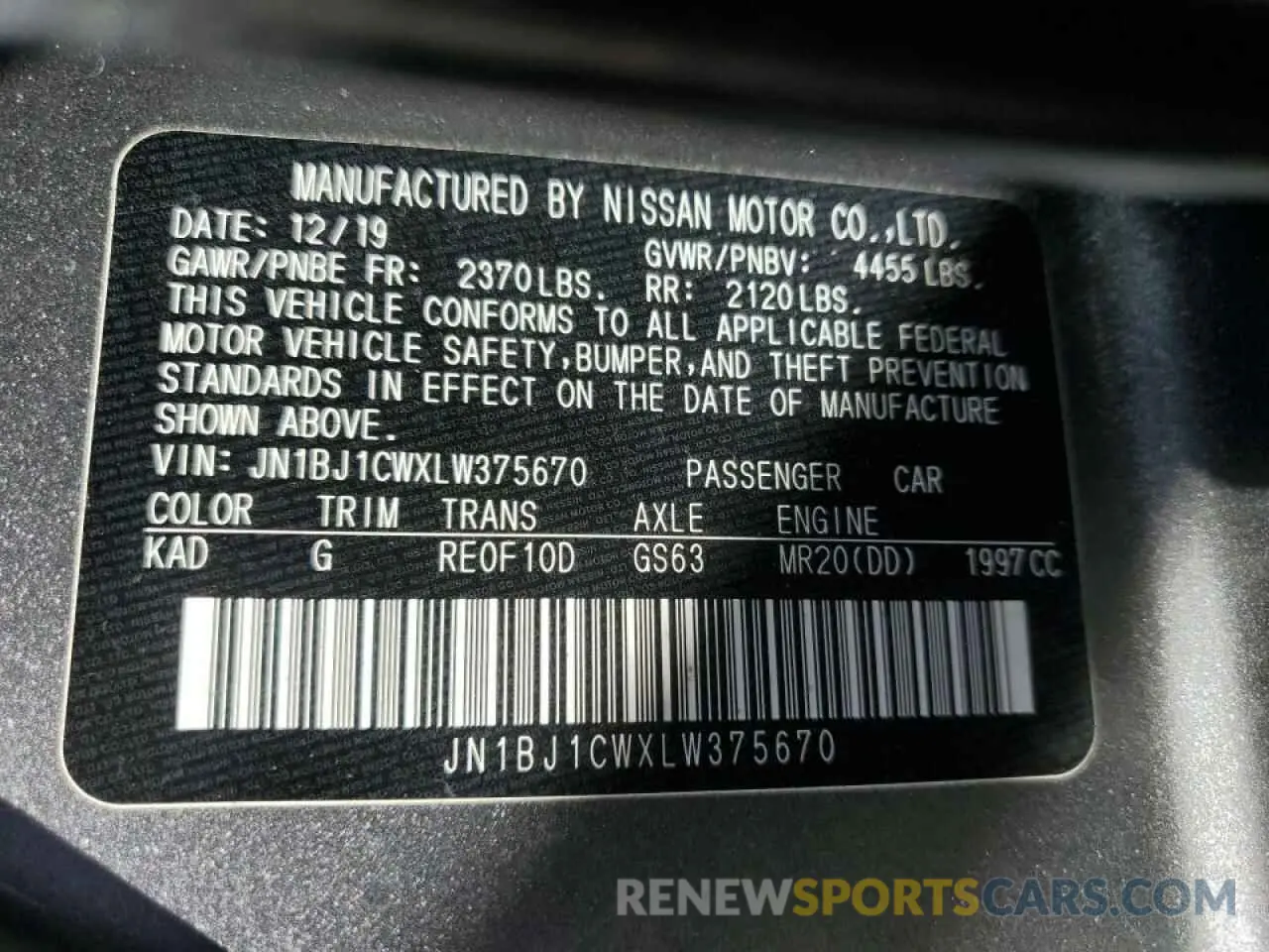 13 Photograph of a damaged car JN1BJ1CWXLW375670 NISSAN ROGUE 2020