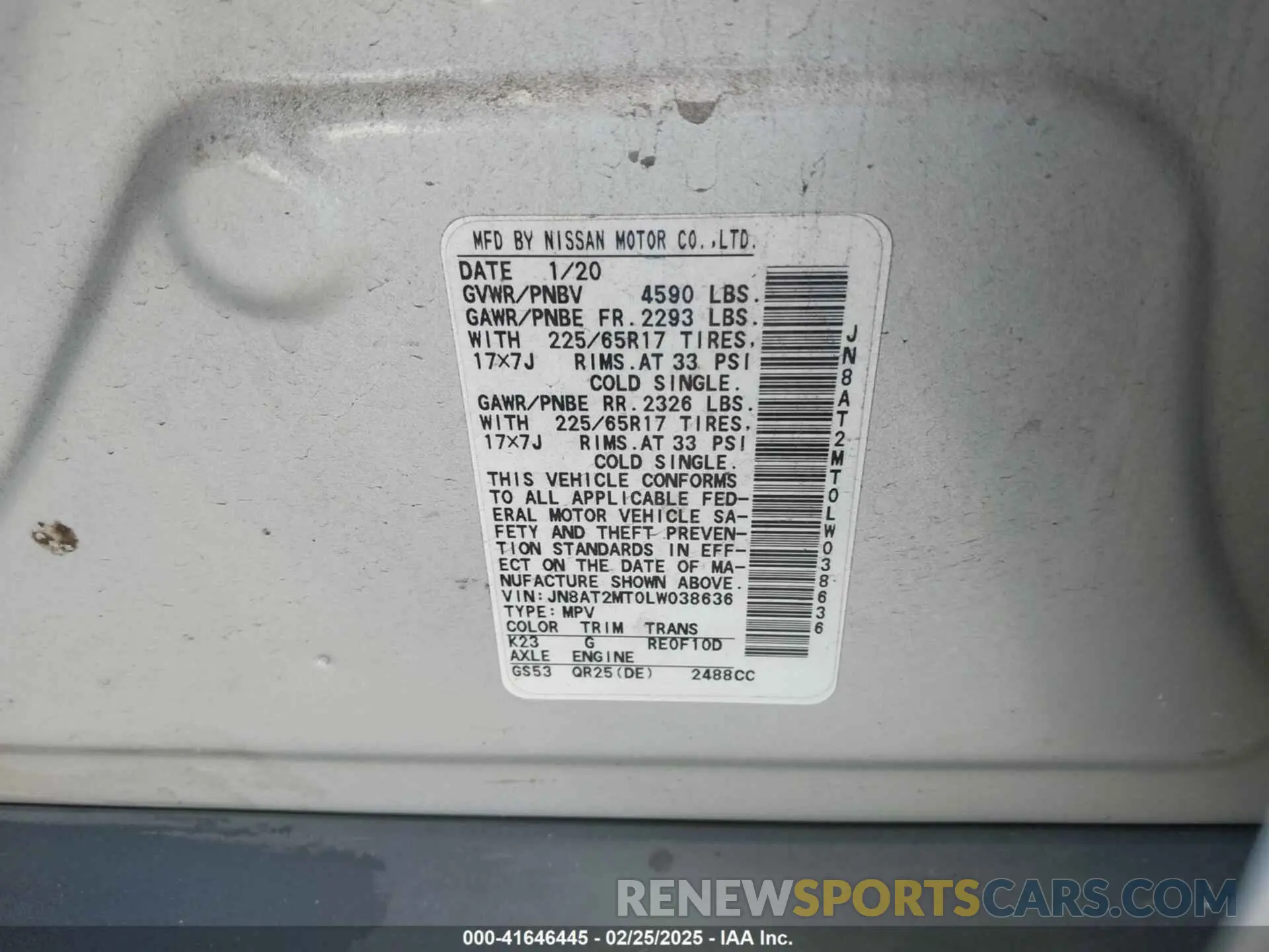 9 Photograph of a damaged car JN8AT2MT0LW038636 NISSAN ROGUE 2020