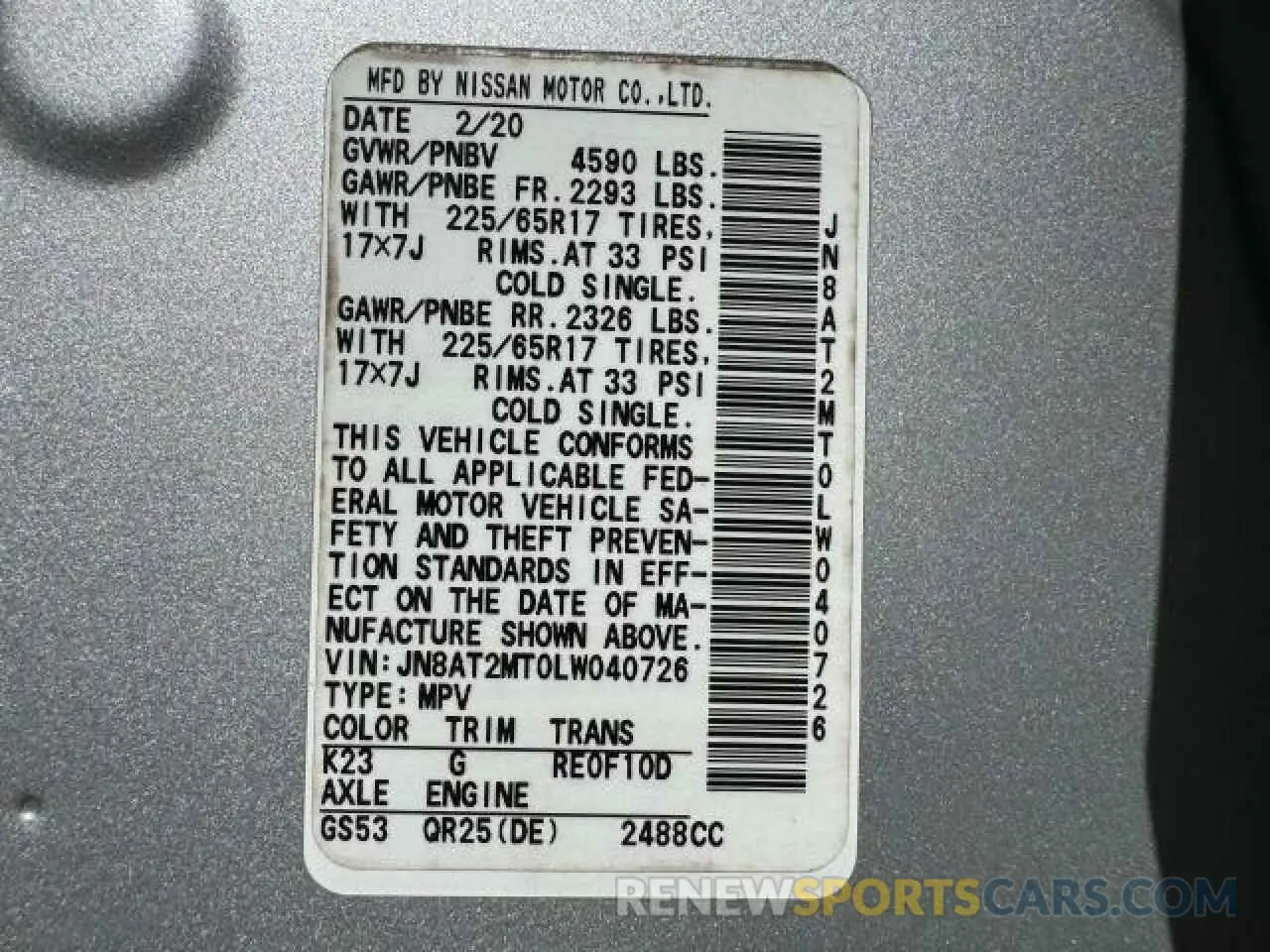 15 Photograph of a damaged car JN8AT2MT0LW040726 NISSAN ROGUE 2020