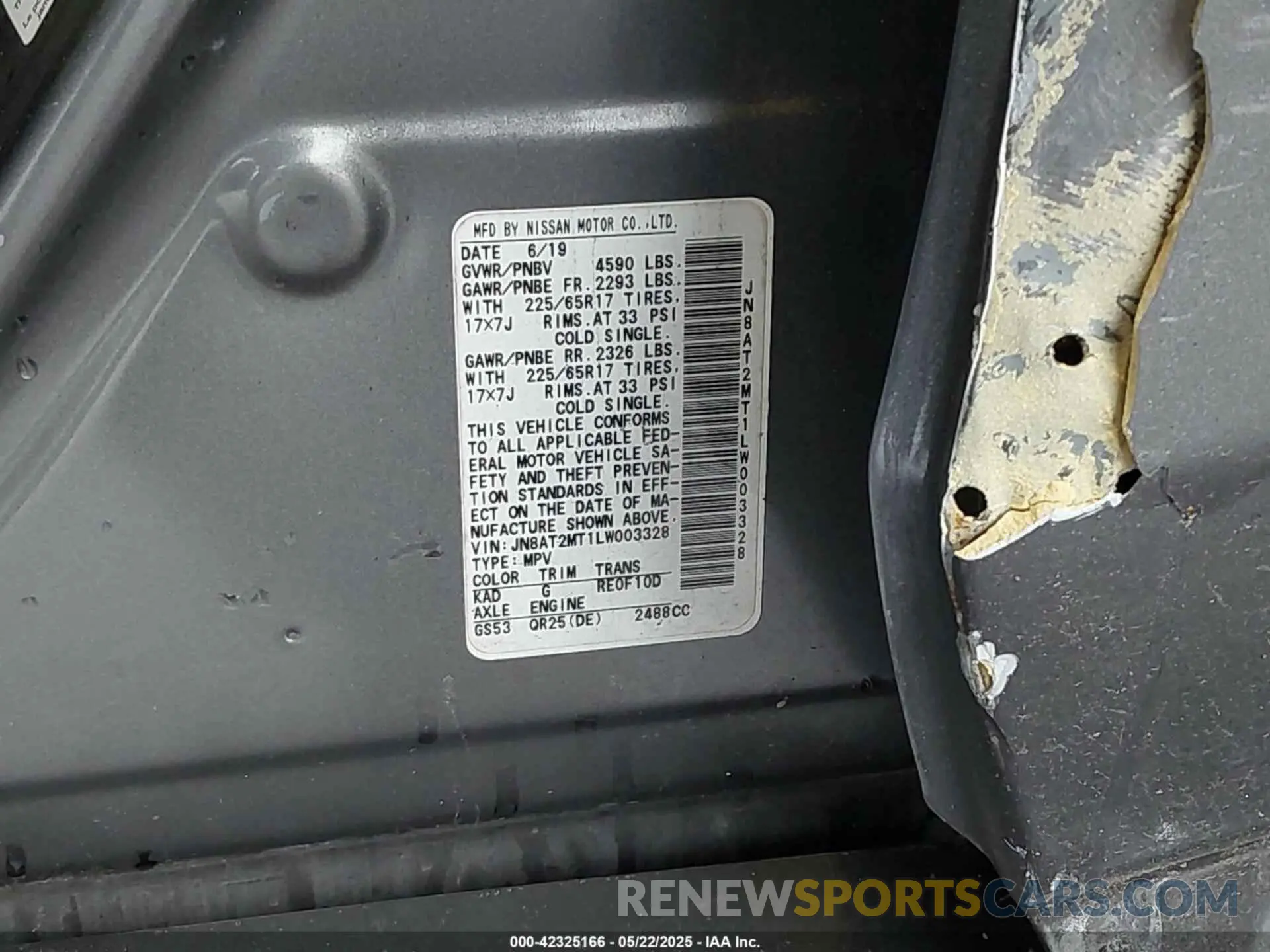 9 Photograph of a damaged car JN8AT2MT1LW003328 NISSAN ROGUE 2020