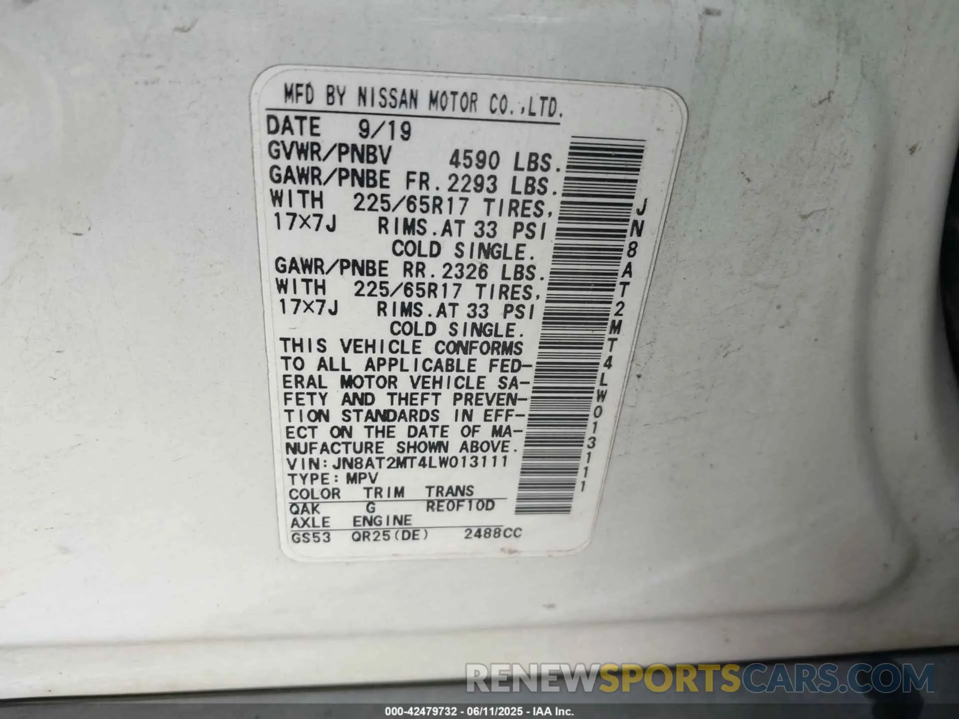 9 Photograph of a damaged car JN8AT2MT4LW013111 NISSAN ROGUE 2020