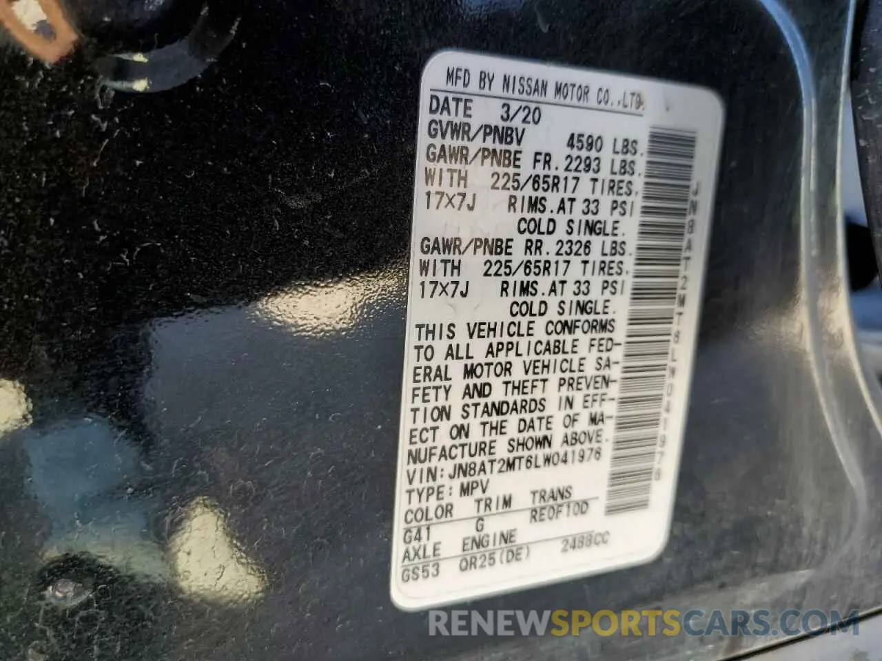 16 Photograph of a damaged car JN8AT2MT6LW041976 NISSAN ROGUE 2020