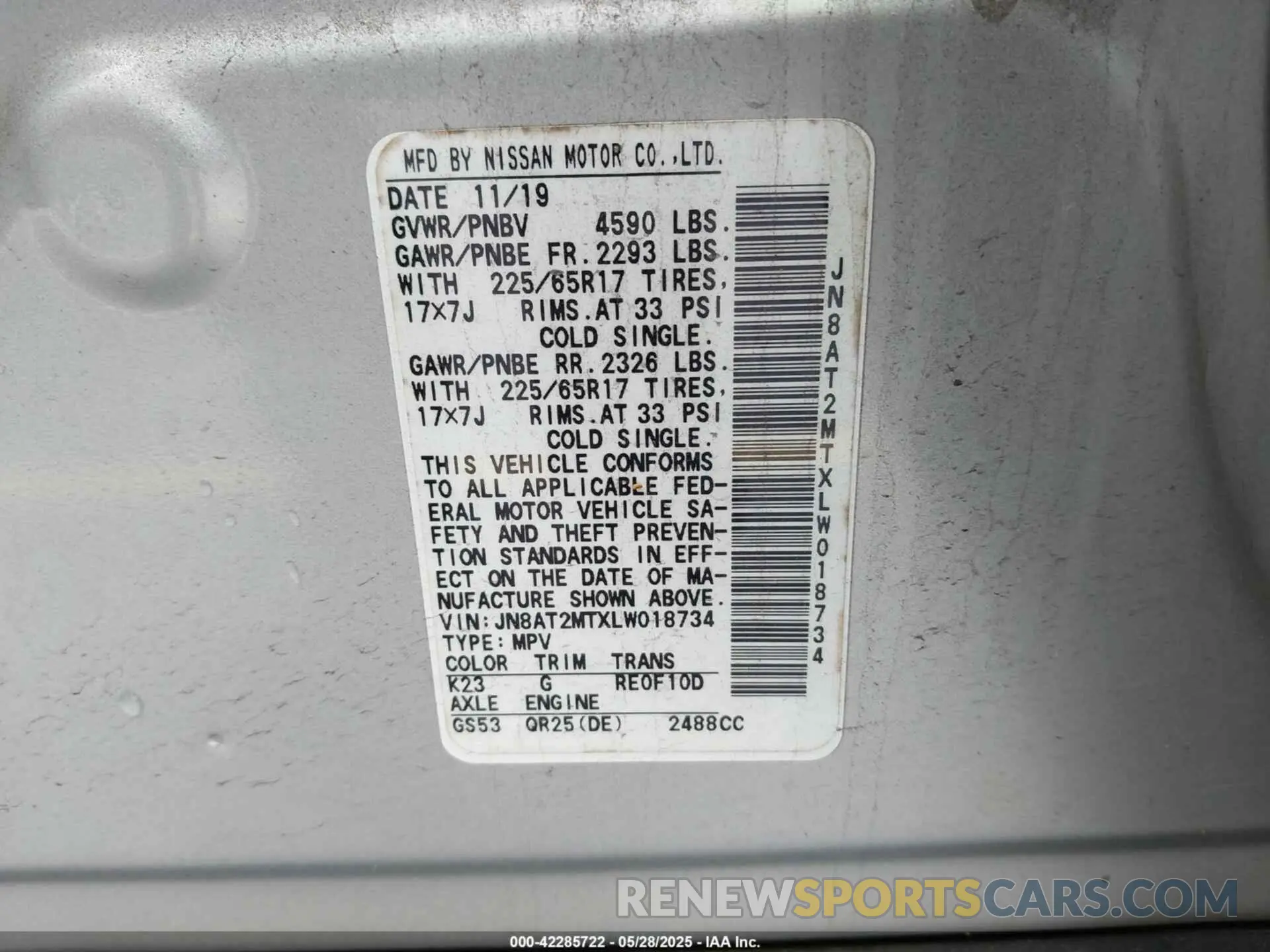 9 Photograph of a damaged car JN8AT2MTXLW018734 NISSAN ROGUE 2020