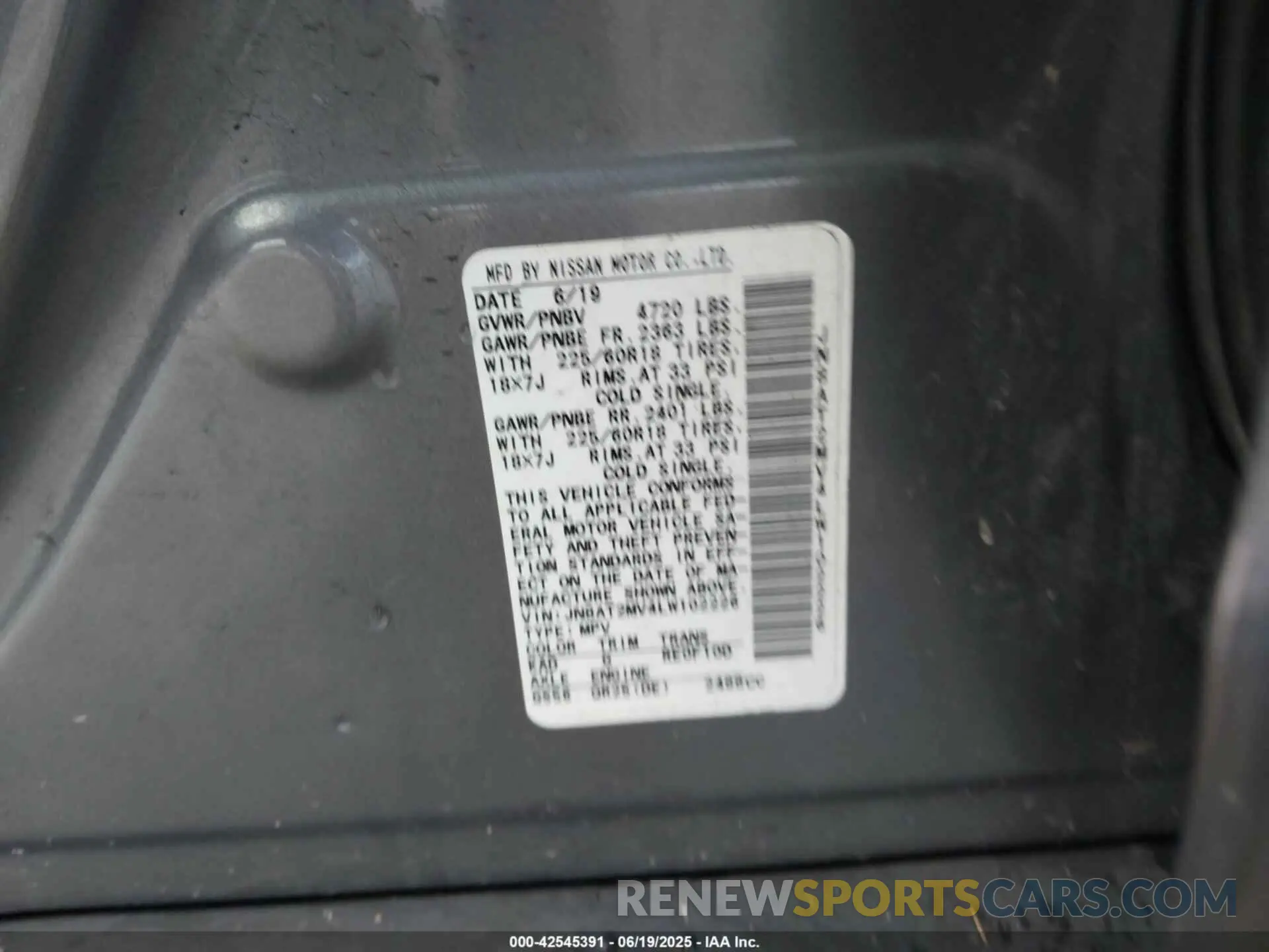 9 Photograph of a damaged car JN8AT2MV4LW102226 NISSAN ROGUE 2020