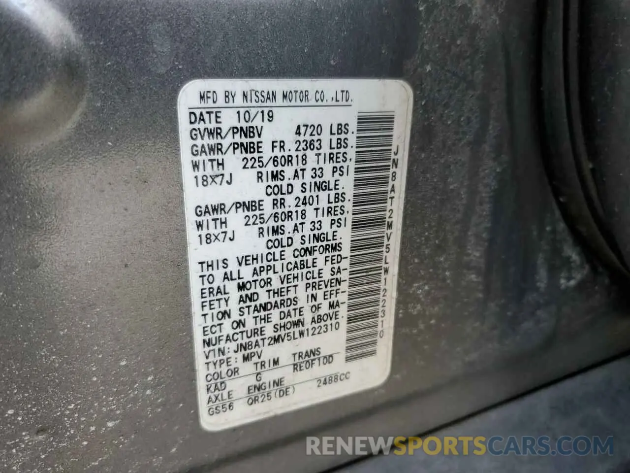 13 Photograph of a damaged car JN8AT2MV5LW122310 NISSAN ROGUE 2020
