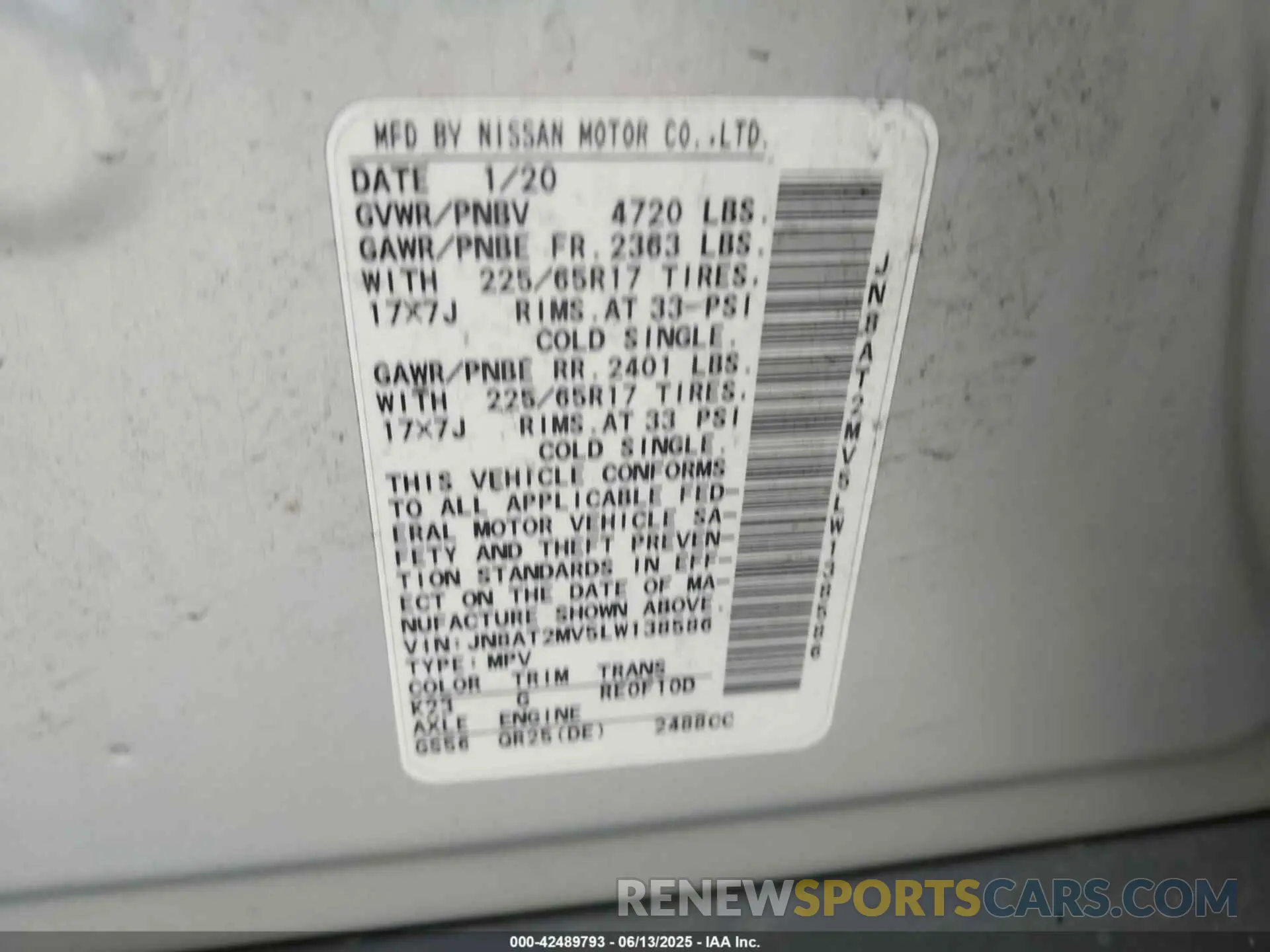 9 Photograph of a damaged car JN8AT2MV5LW138586 NISSAN ROGUE 2020