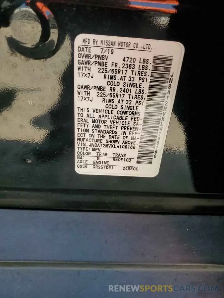 14 Photograph of a damaged car JN8AT2MVXLW106166 NISSAN ROGUE 2020