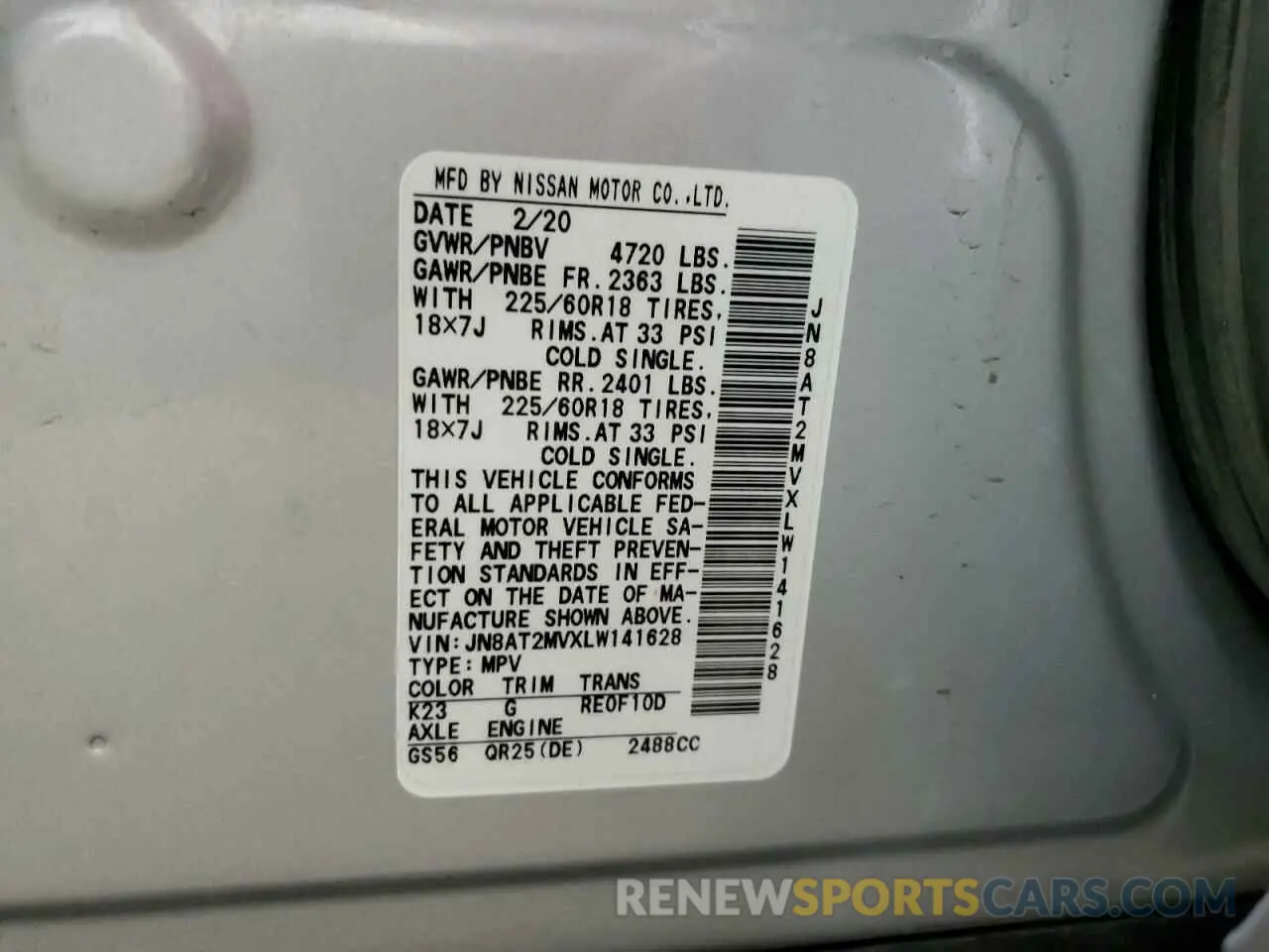 14 Photograph of a damaged car JN8AT2MVXLW141628 NISSAN ROGUE 2020