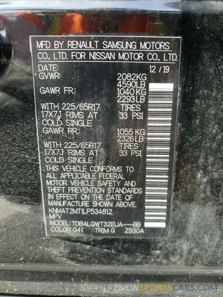 13 Photograph of a damaged car KNMAT2MT1LP534812 NISSAN ROGUE 2020
