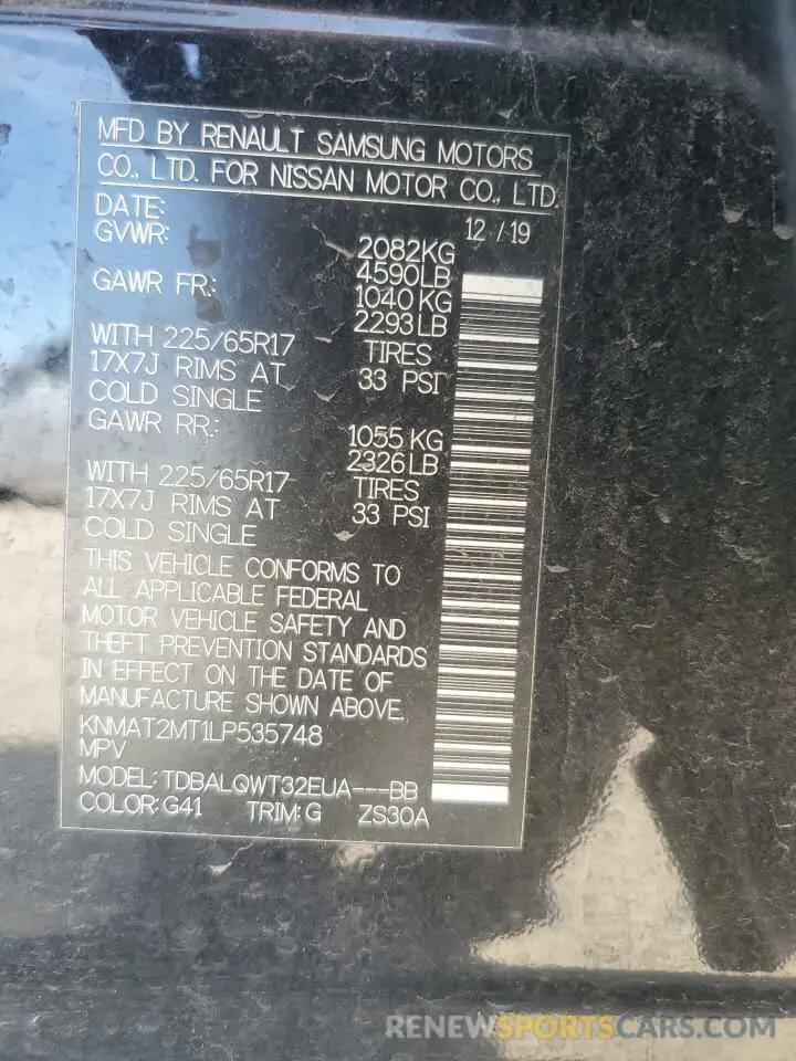 14 Photograph of a damaged car KNMAT2MT1LP535748 NISSAN ROGUE 2020