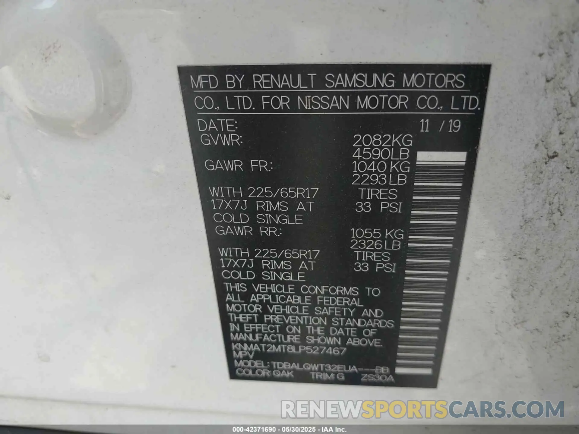 9 Photograph of a damaged car KNMAT2MT8LP527467 NISSAN ROGUE 2020