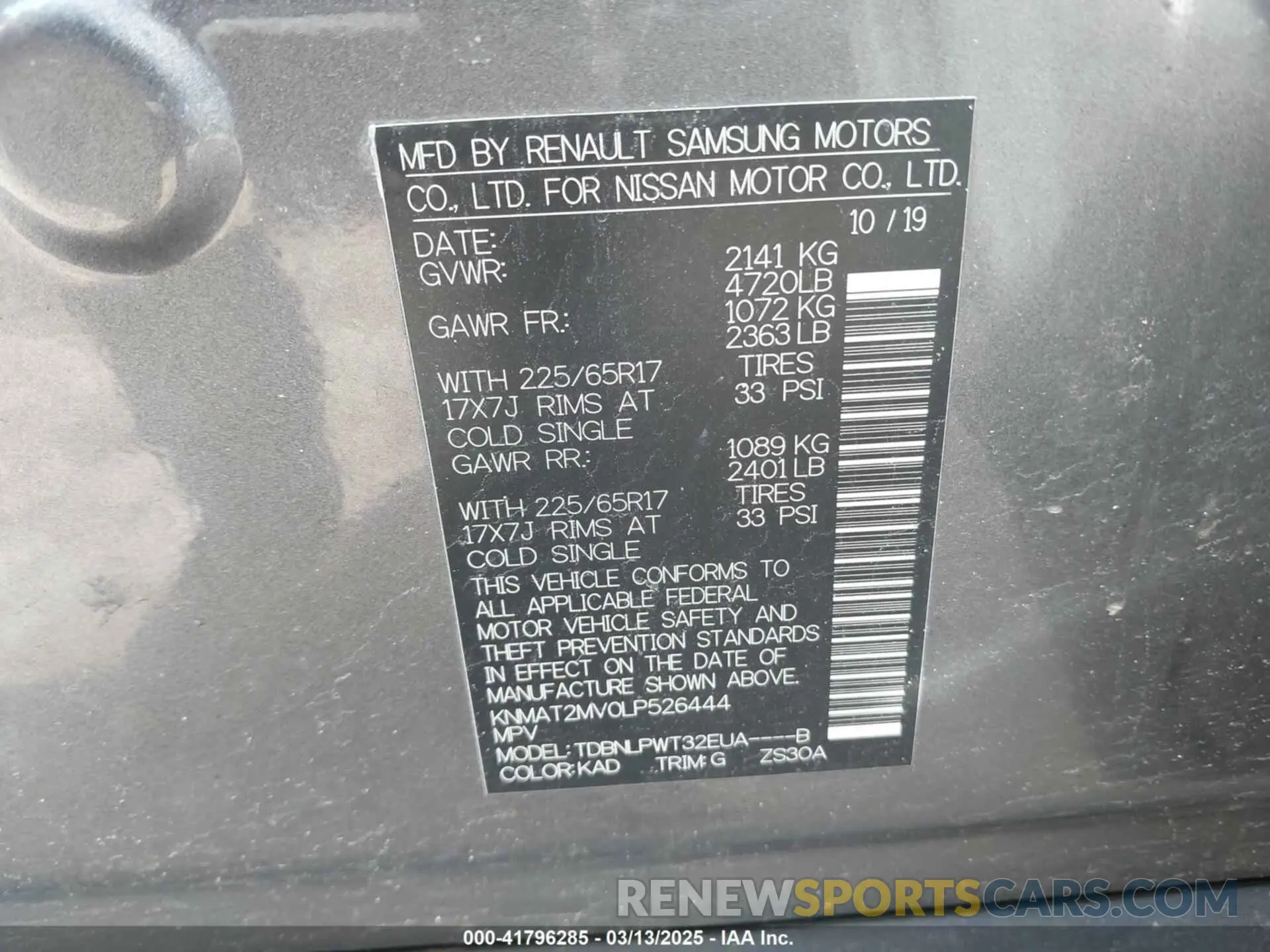 9 Photograph of a damaged car KNMAT2MV0LP526444 NISSAN ROGUE 2020