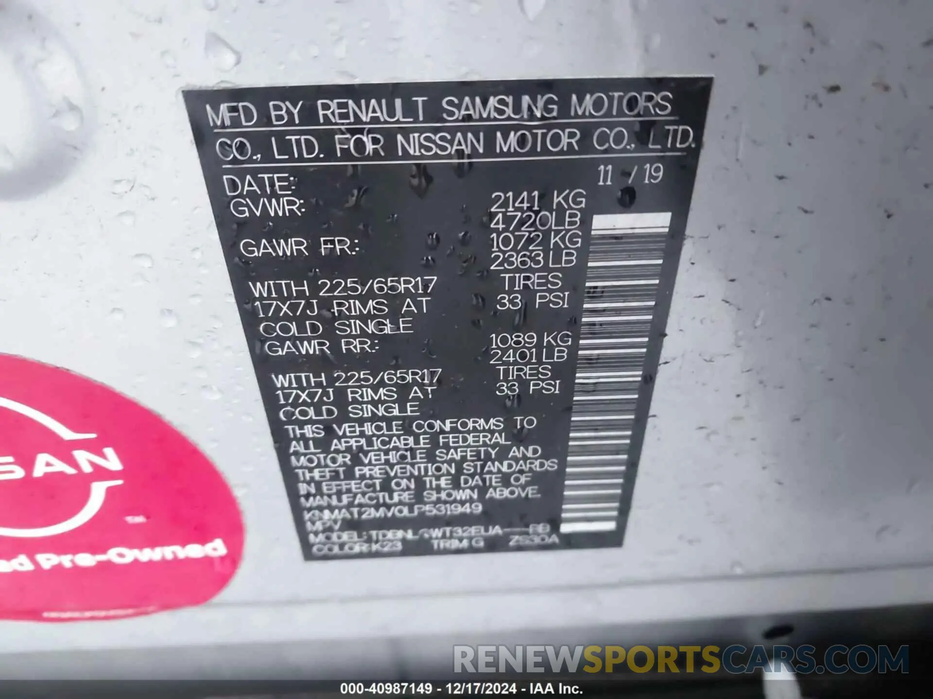 9 Photograph of a damaged car KNMAT2MV0LP531949 NISSAN ROGUE 2020