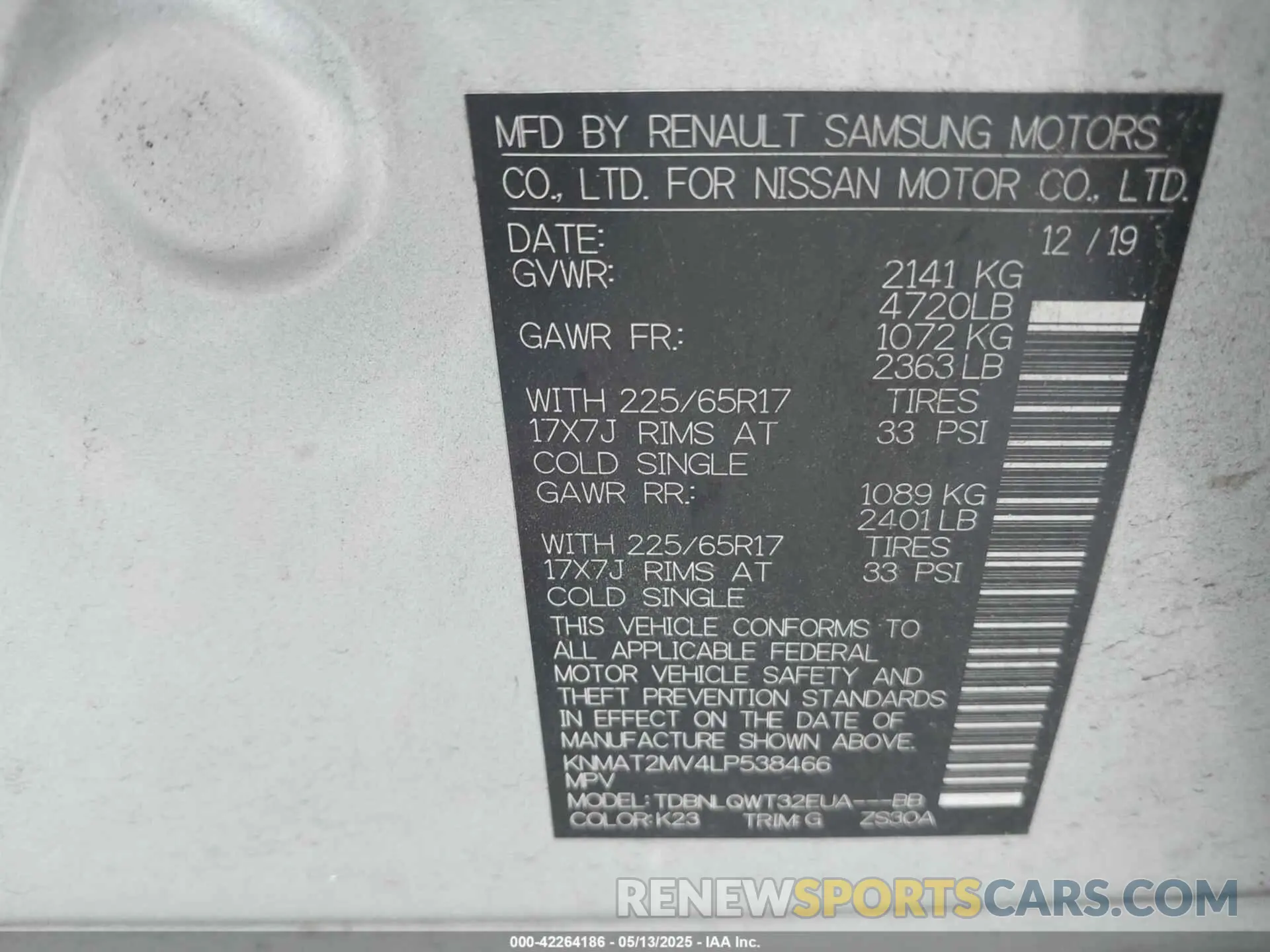 9 Photograph of a damaged car KNMAT2MV4LP538466 NISSAN ROGUE 2020