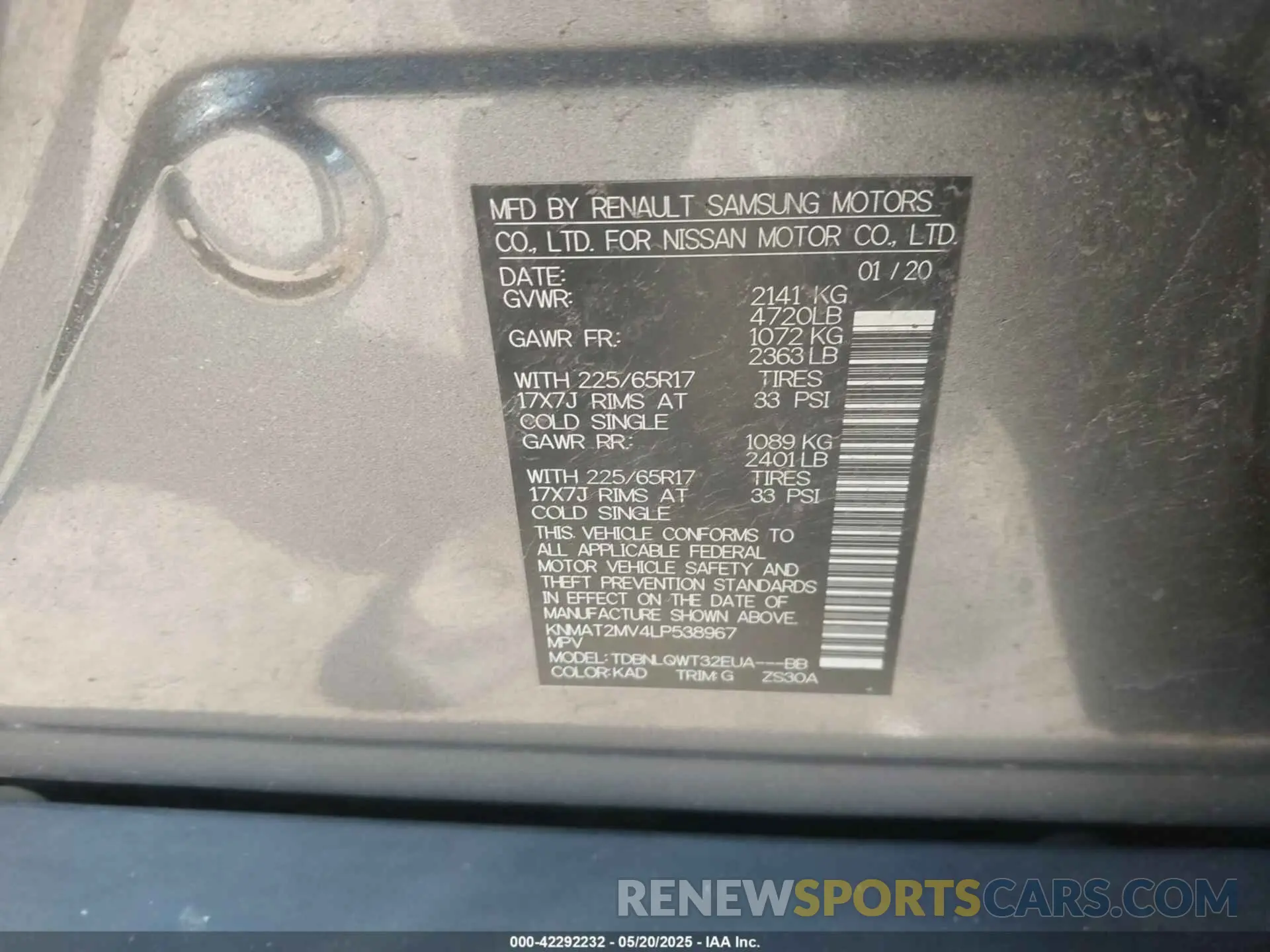 9 Photograph of a damaged car KNMAT2MV4LP538967 NISSAN ROGUE 2020
