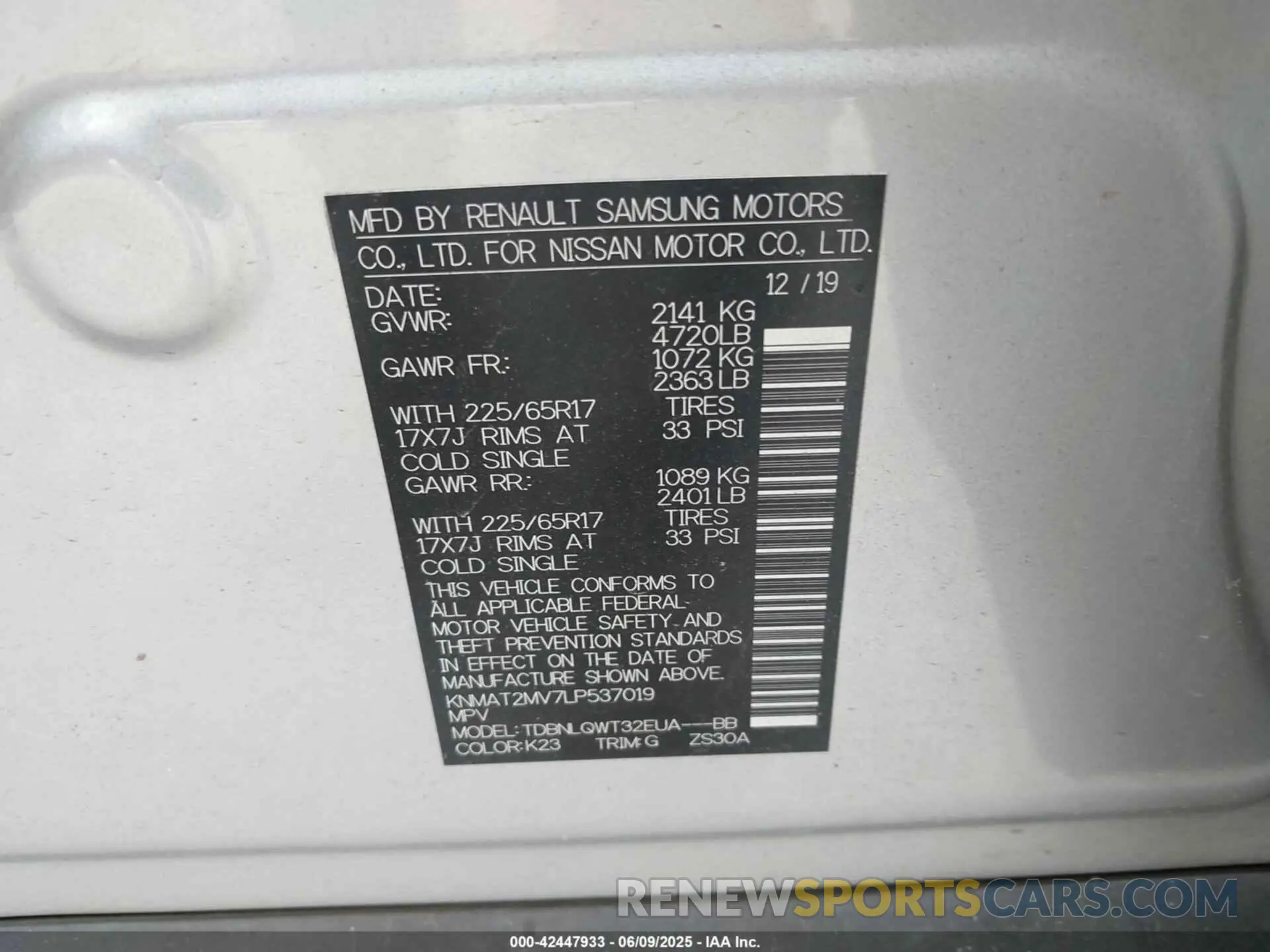 9 Photograph of a damaged car KNMAT2MV7LP537019 NISSAN ROGUE 2020