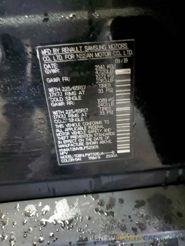 14 Photograph of a damaged car KNMAT2MV8LP521105 NISSAN ROGUE 2020