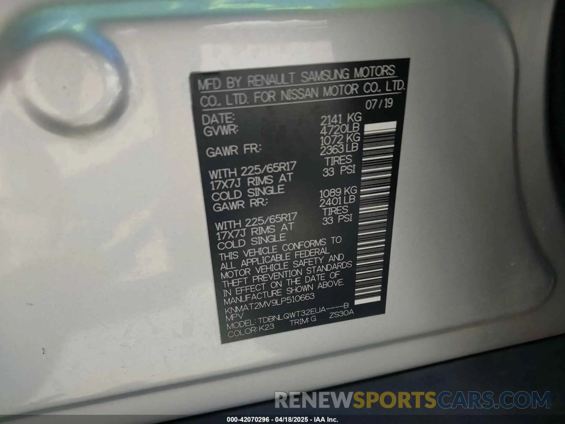 9 Photograph of a damaged car KNMAT2MV9LP510663 NISSAN ROGUE 2020