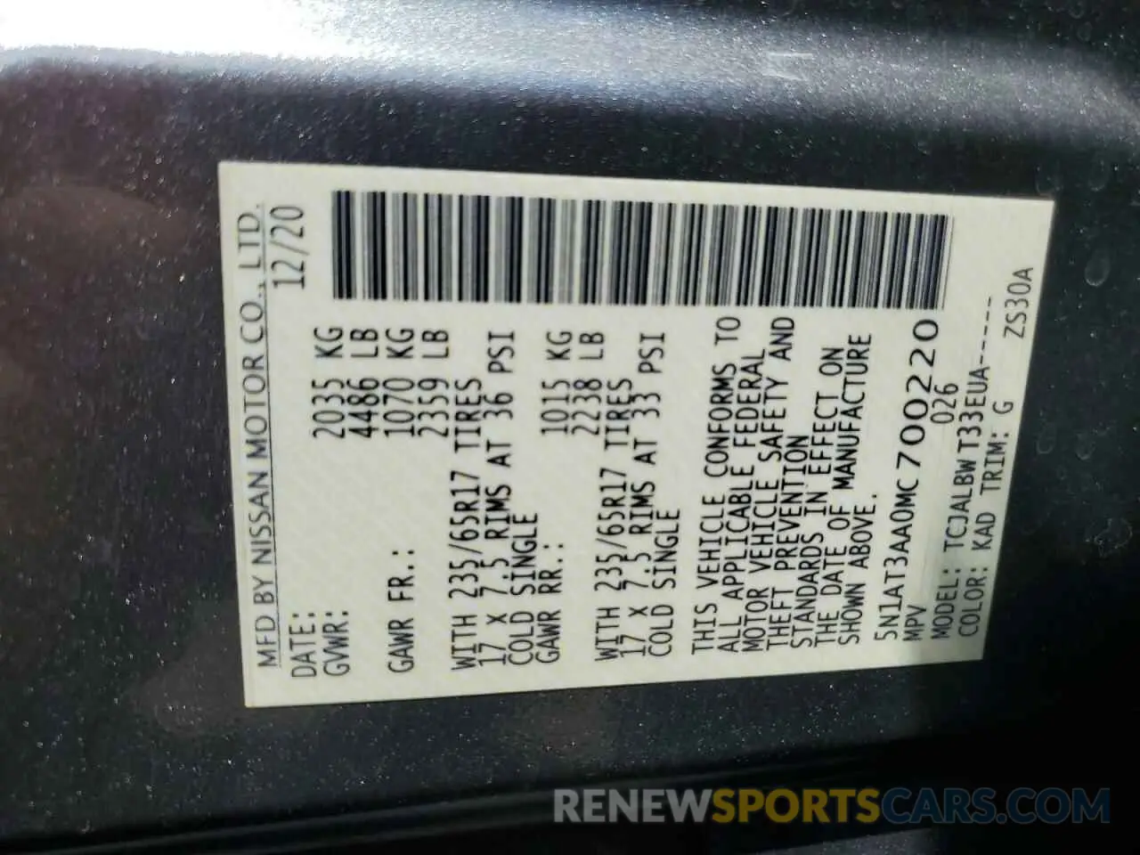 13 Photograph of a damaged car 5N1AT3AA0MC700220 NISSAN ROGUE 2021