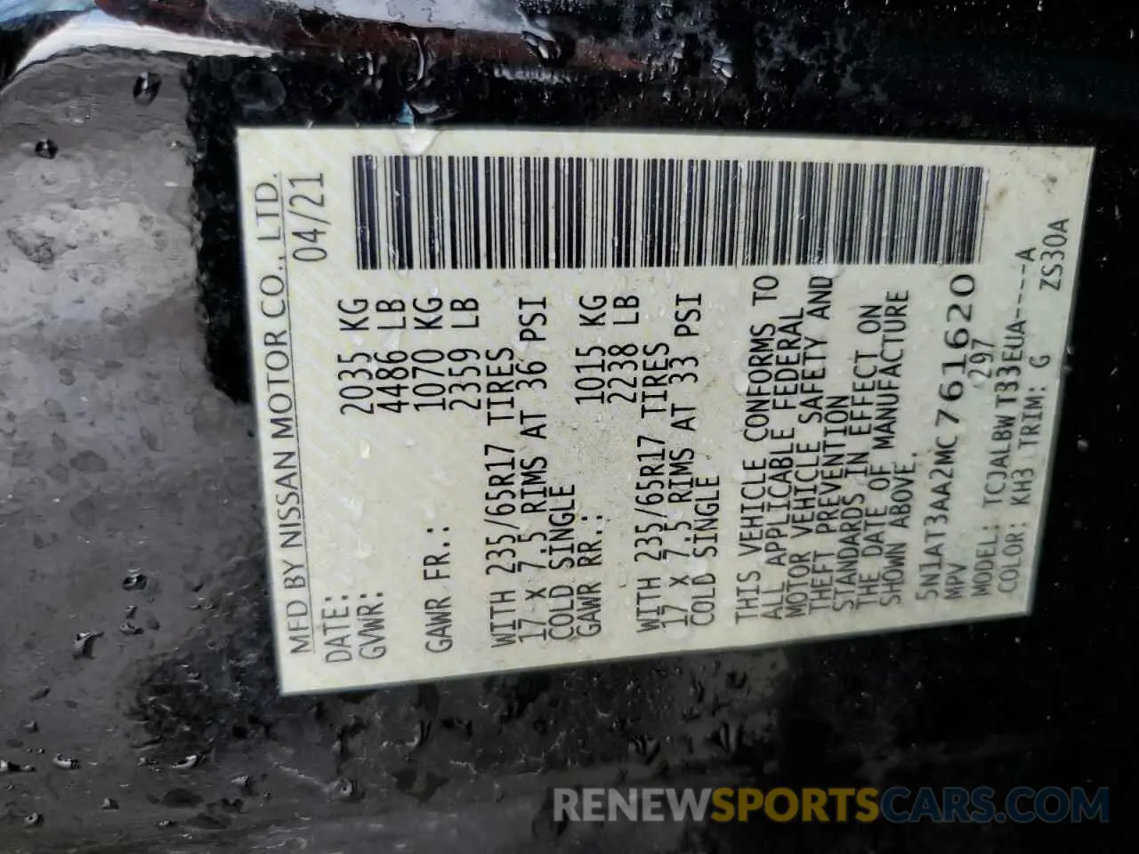 13 Photograph of a damaged car 5N1AT3AA2MC761620 NISSAN ROGUE 2021