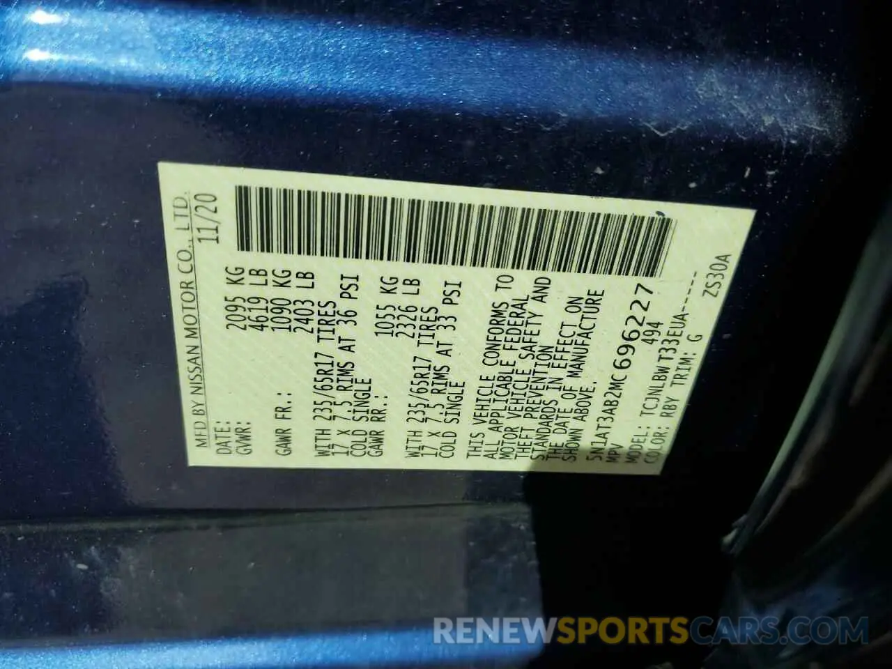 12 Photograph of a damaged car 5N1AT3AB2MC696227 NISSAN ROGUE 2021