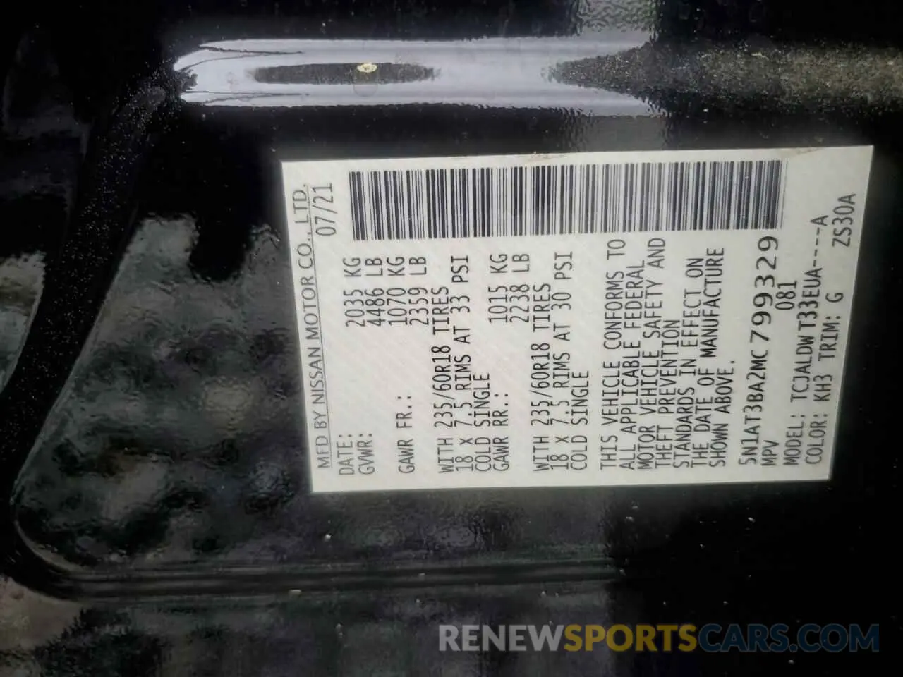 13 Photograph of a damaged car 5N1AT3BA2MC799329 NISSAN ROGUE 2021
