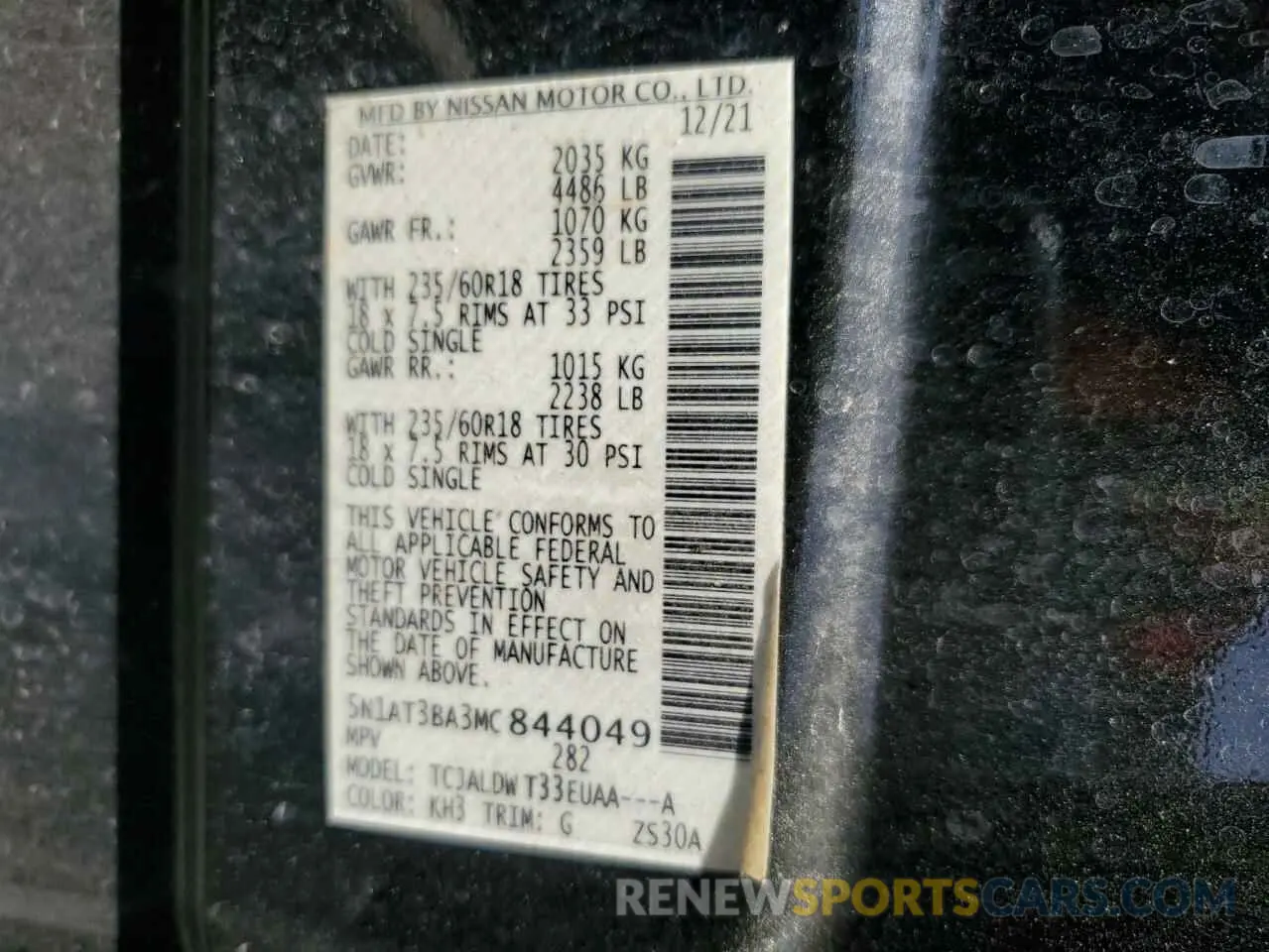 13 Photograph of a damaged car 5N1AT3BA3MC844049 NISSAN ROGUE 2021