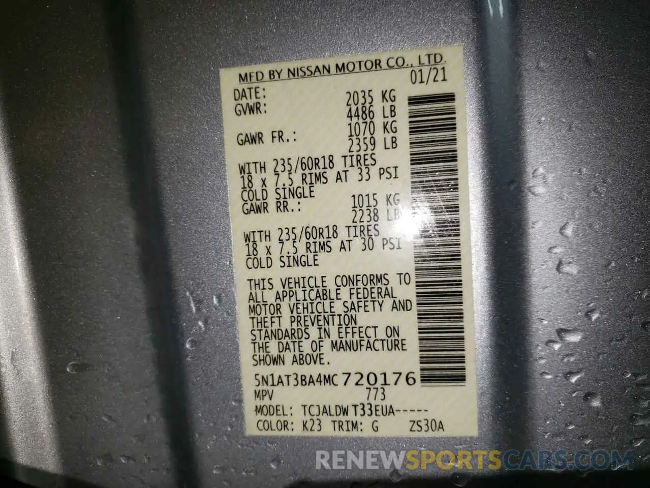 13 Photograph of a damaged car 5N1AT3BA4MC720176 NISSAN ROGUE 2021