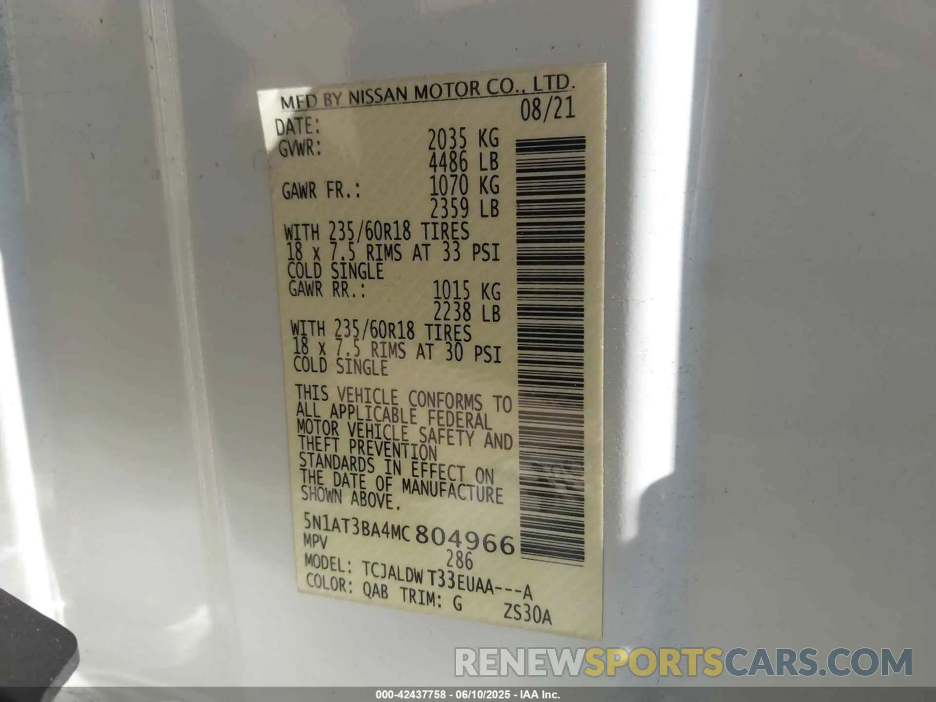 9 Photograph of a damaged car 5N1AT3BA4MC804966 NISSAN ROGUE 2021