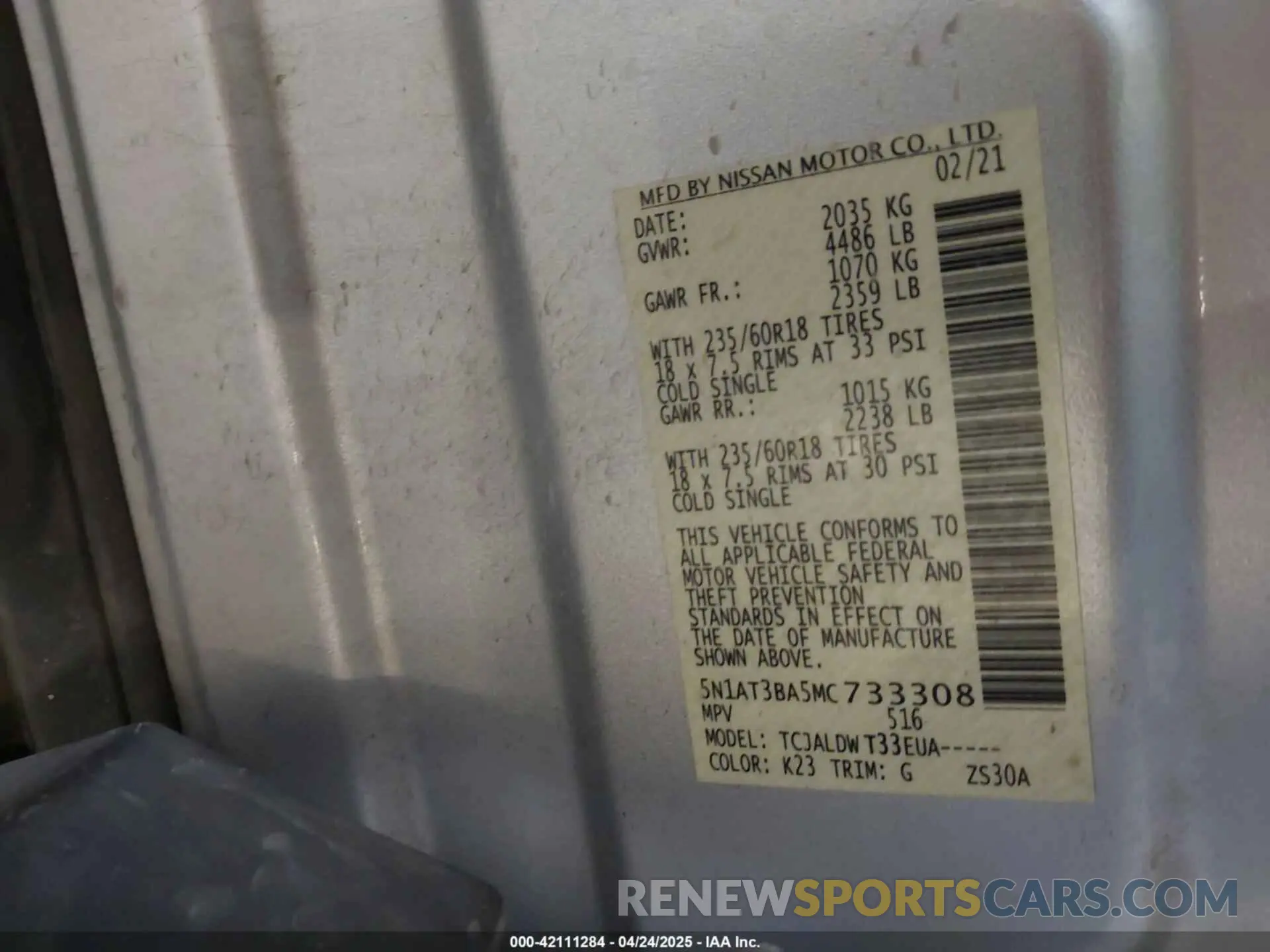 9 Photograph of a damaged car 5N1AT3BA5MC733308 NISSAN ROGUE 2021