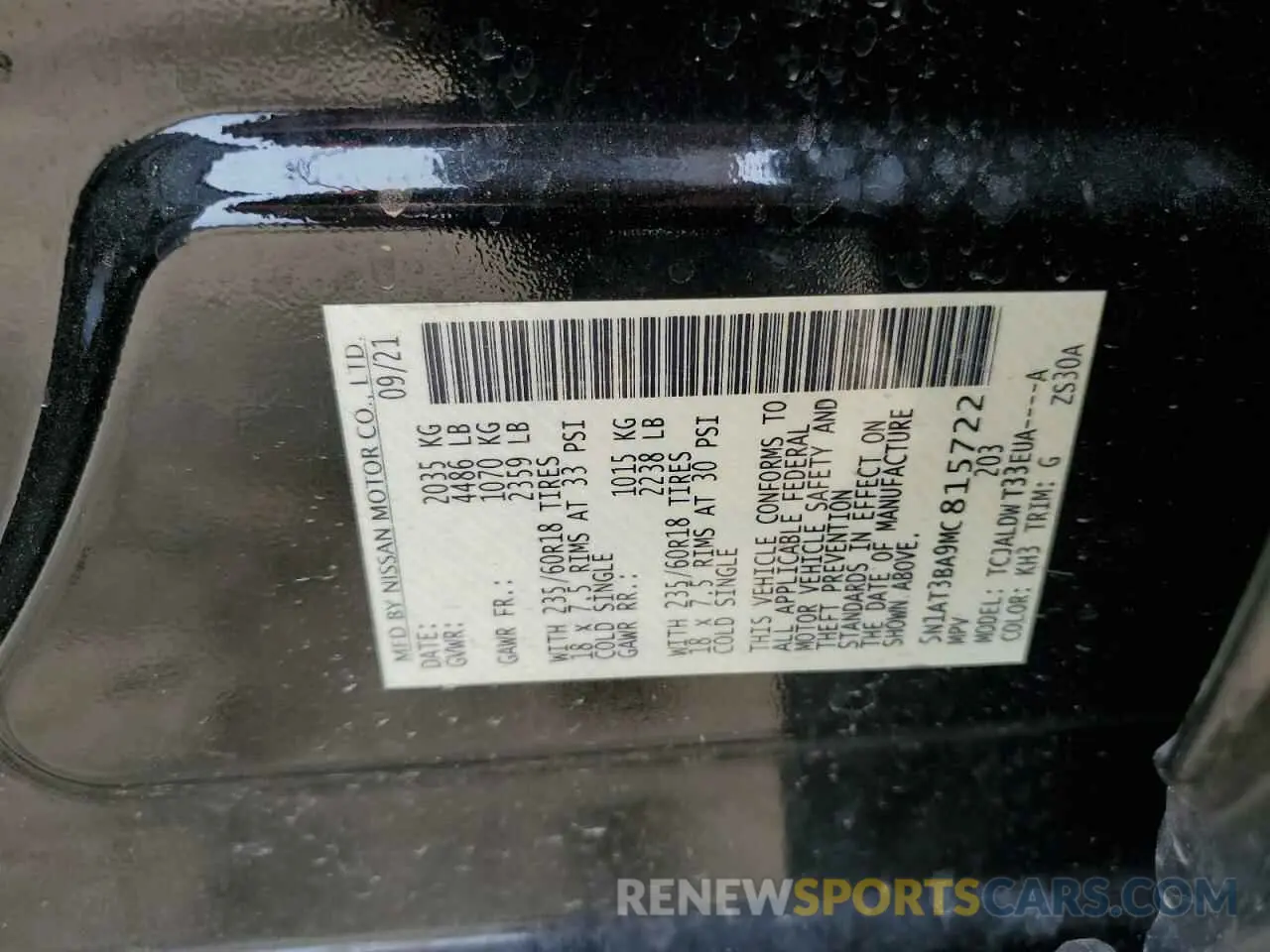 14 Photograph of a damaged car 5N1AT3BA9MC815722 NISSAN ROGUE 2021
