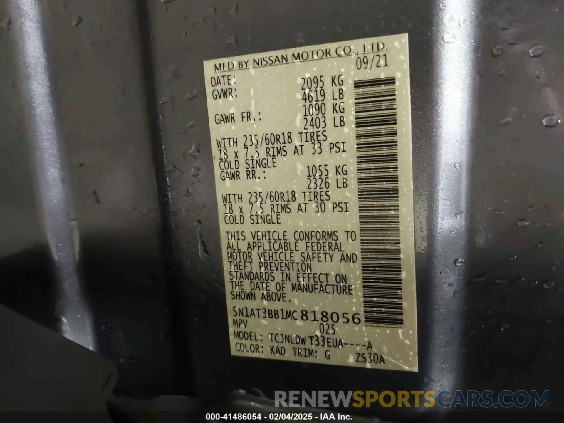 9 Photograph of a damaged car 5N1AT3BB1MC818056 NISSAN ROGUE 2021