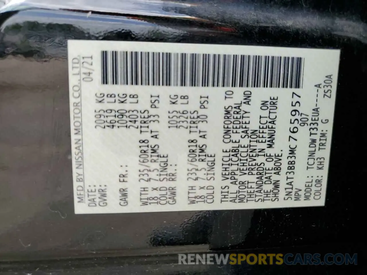 13 Photograph of a damaged car 5N1AT3BB3MC765957 NISSAN ROGUE 2021