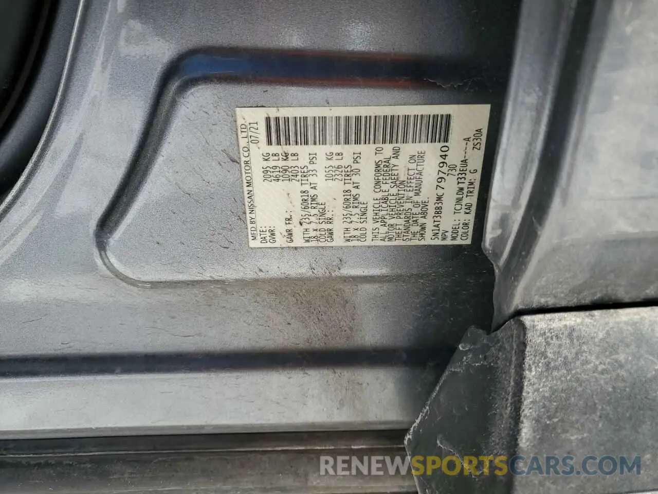 13 Photograph of a damaged car 5N1AT3BB3MC797940 NISSAN ROGUE 2021