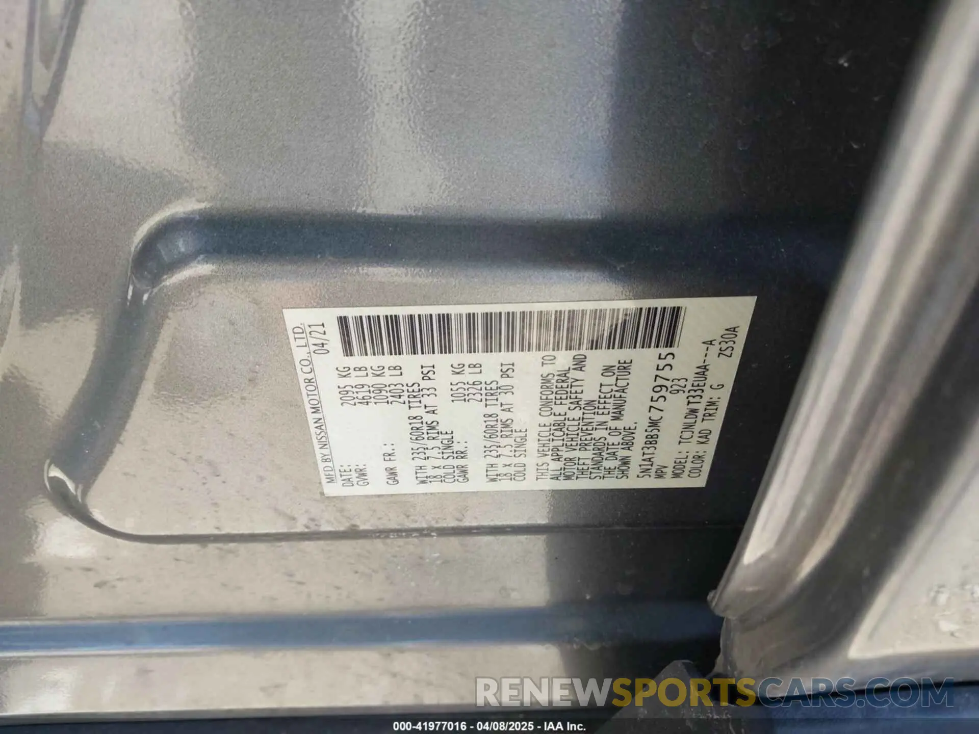 9 Photograph of a damaged car 5N1AT3BB5MC759755 NISSAN ROGUE 2021