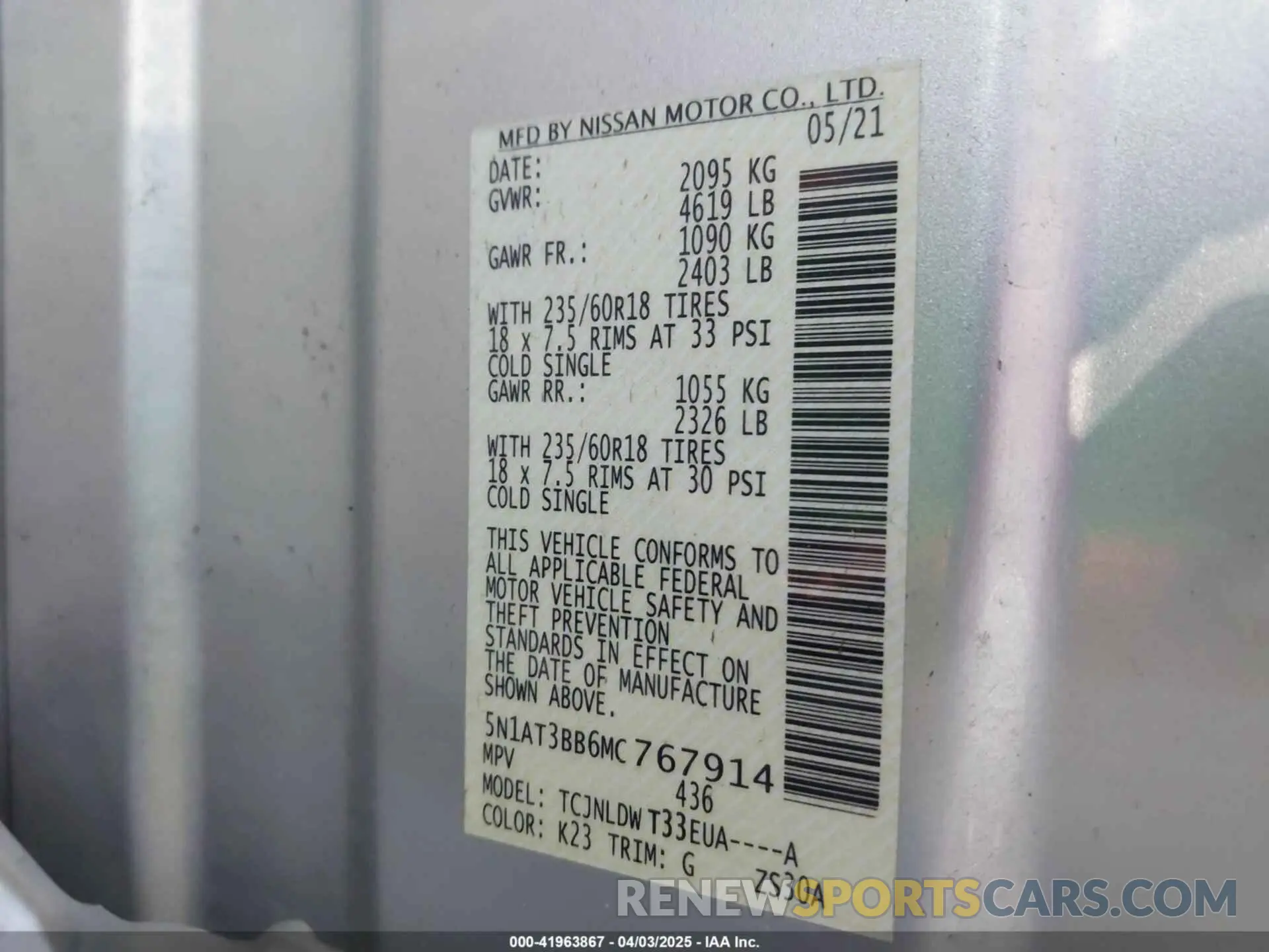 9 Photograph of a damaged car 5N1AT3BB6MC767914 NISSAN ROGUE 2021