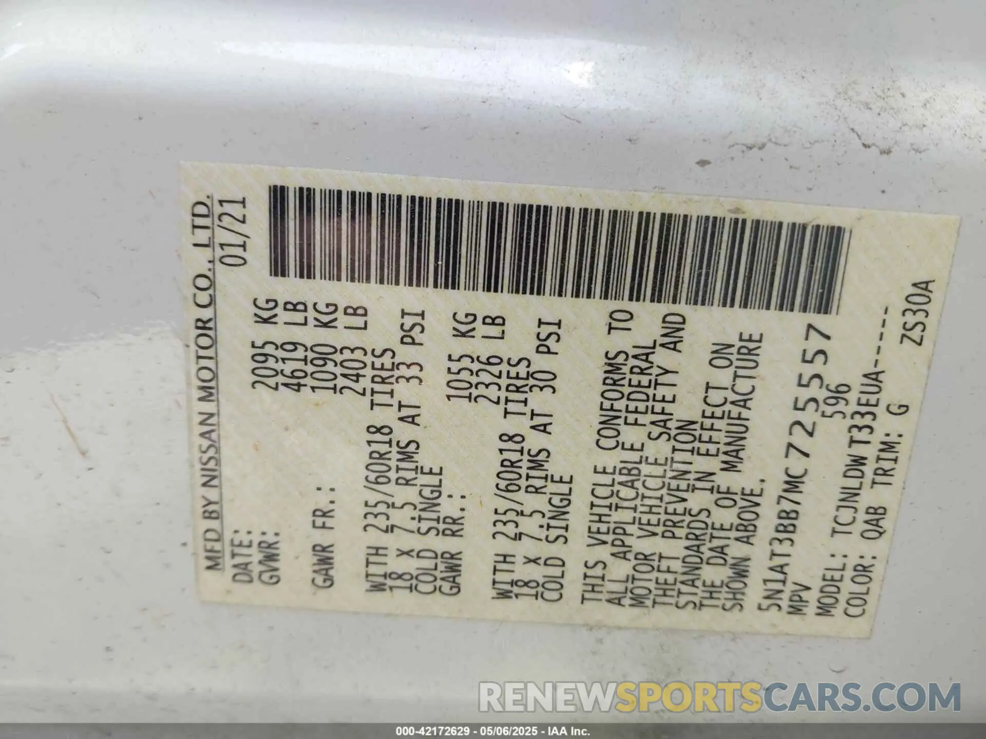 9 Photograph of a damaged car 5N1AT3BB7MC725557 NISSAN ROGUE 2021